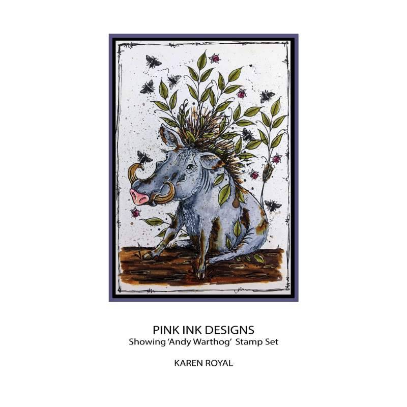 Pink Ink Designs Andy Warthog 6 in x 8 in Clear Stamp Set