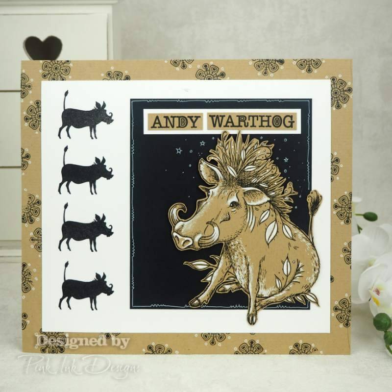 Pink Ink Designs Andy Warthog 6 in x 8 in Clear Stamp Set