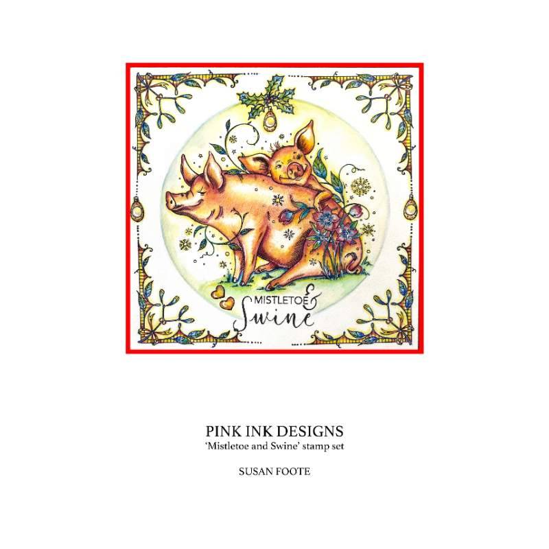 Pink Ink Designs Mistletoe & Swine 6 in x 8 in Clear Stamp Set