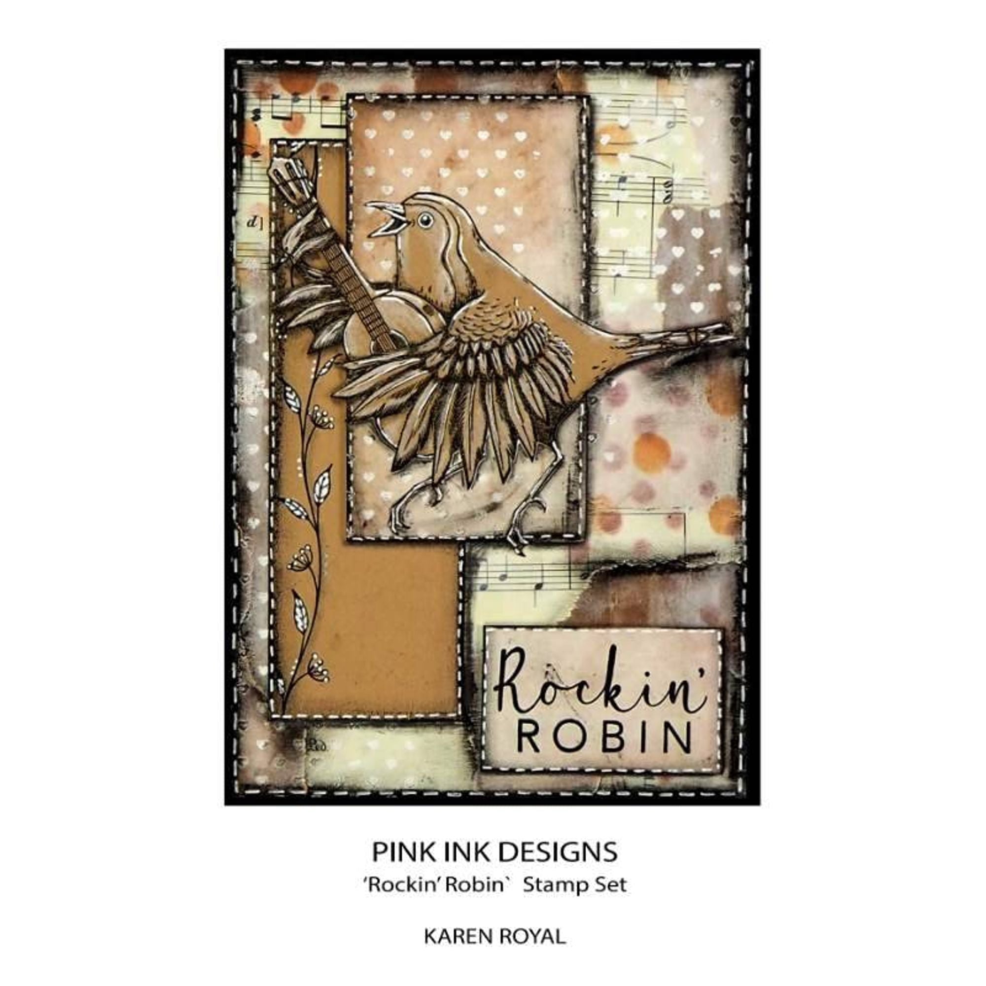 Pink Ink Designs Rockin Robin 6 in x 8 in Clear Stamp Set