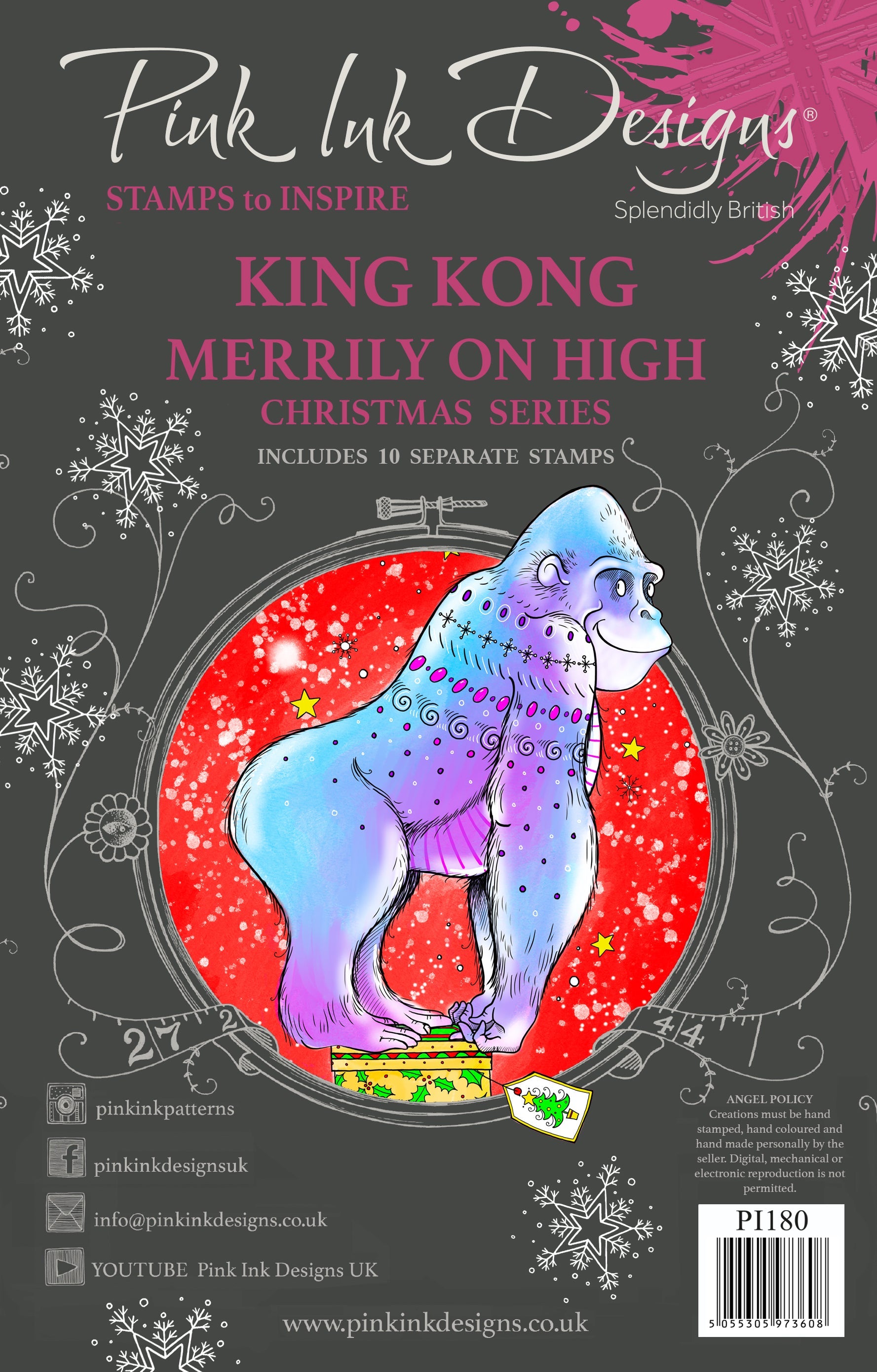 Pink Ink Designs King Kong Merrily On High 6 in x 8 in Clear Stamp Set