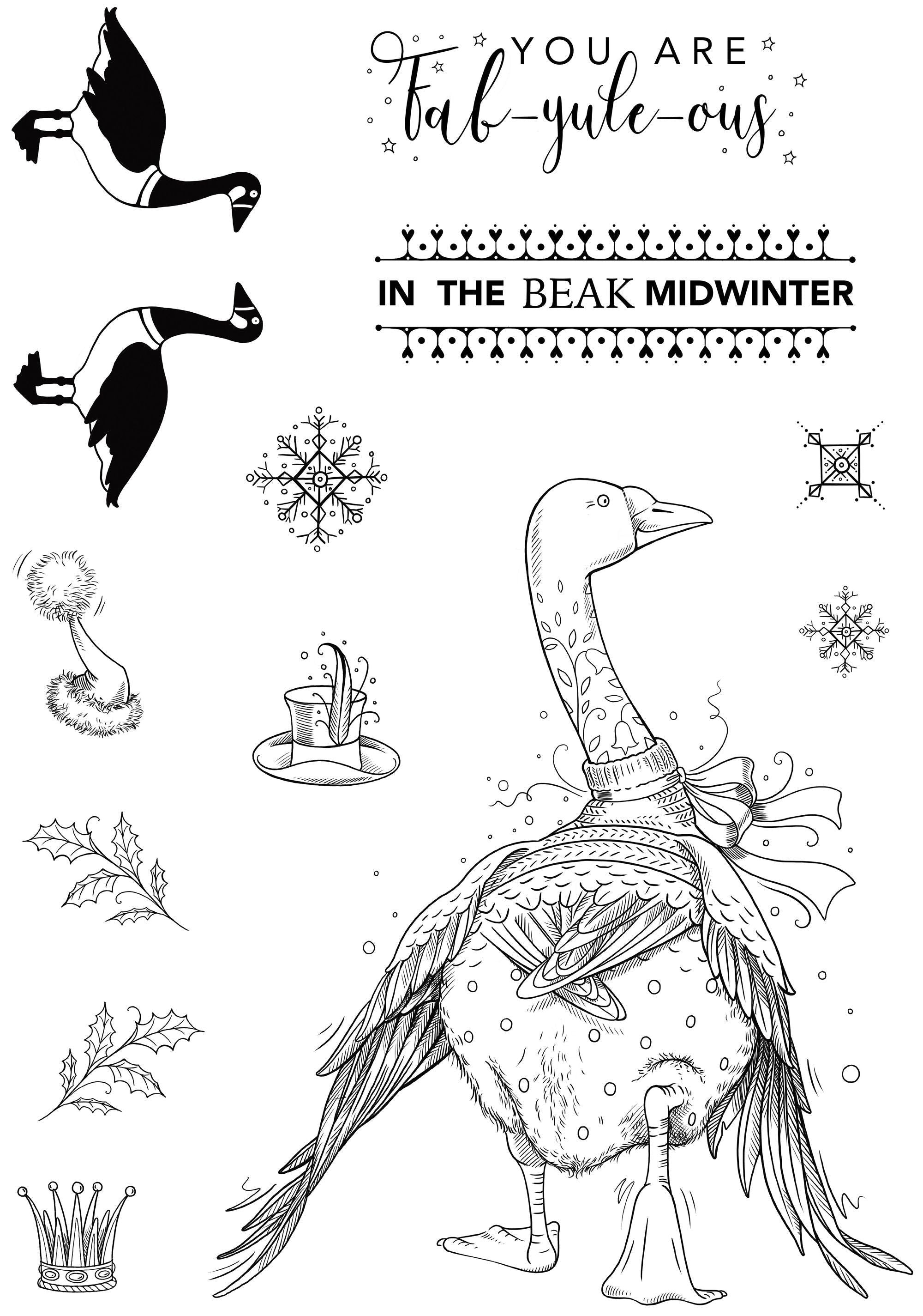 Pink Ink Designs In The Beak Midwinter 6 in x 8 in Clear Stamp Set