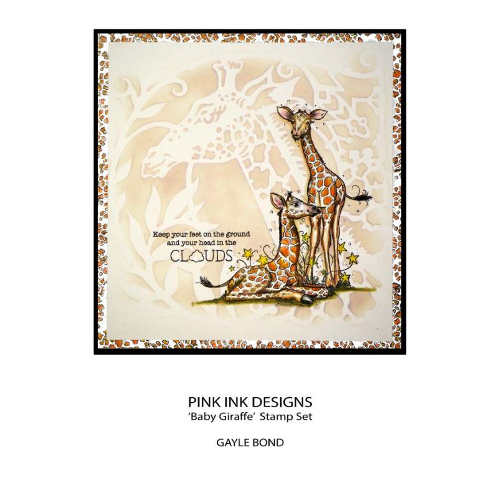 Pink Ink Designs Baby Giraffe 6 in x 8 in Clear Stamp Set