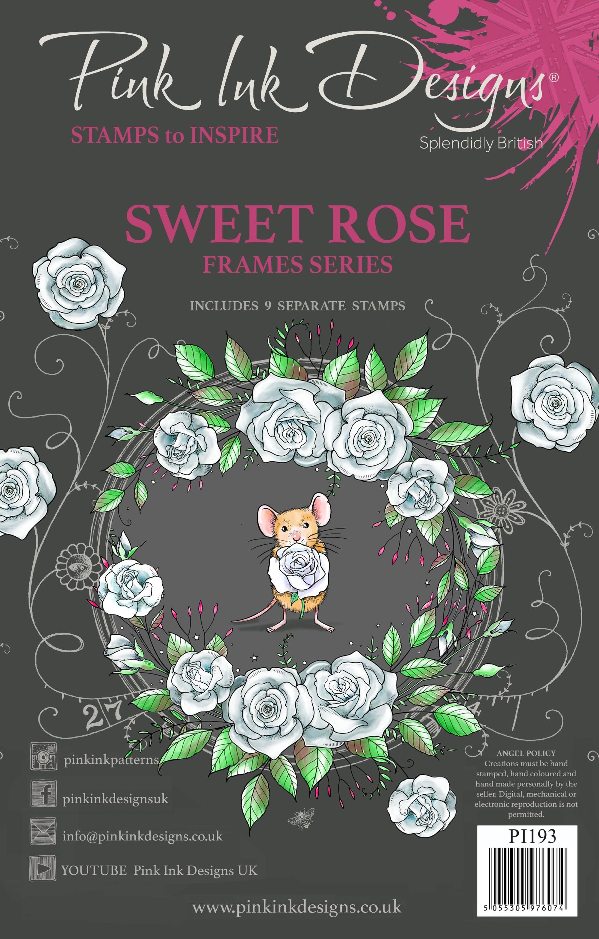 Pink Ink Designs Sweet Rose 6 in x 8 in Clear Stamp Set