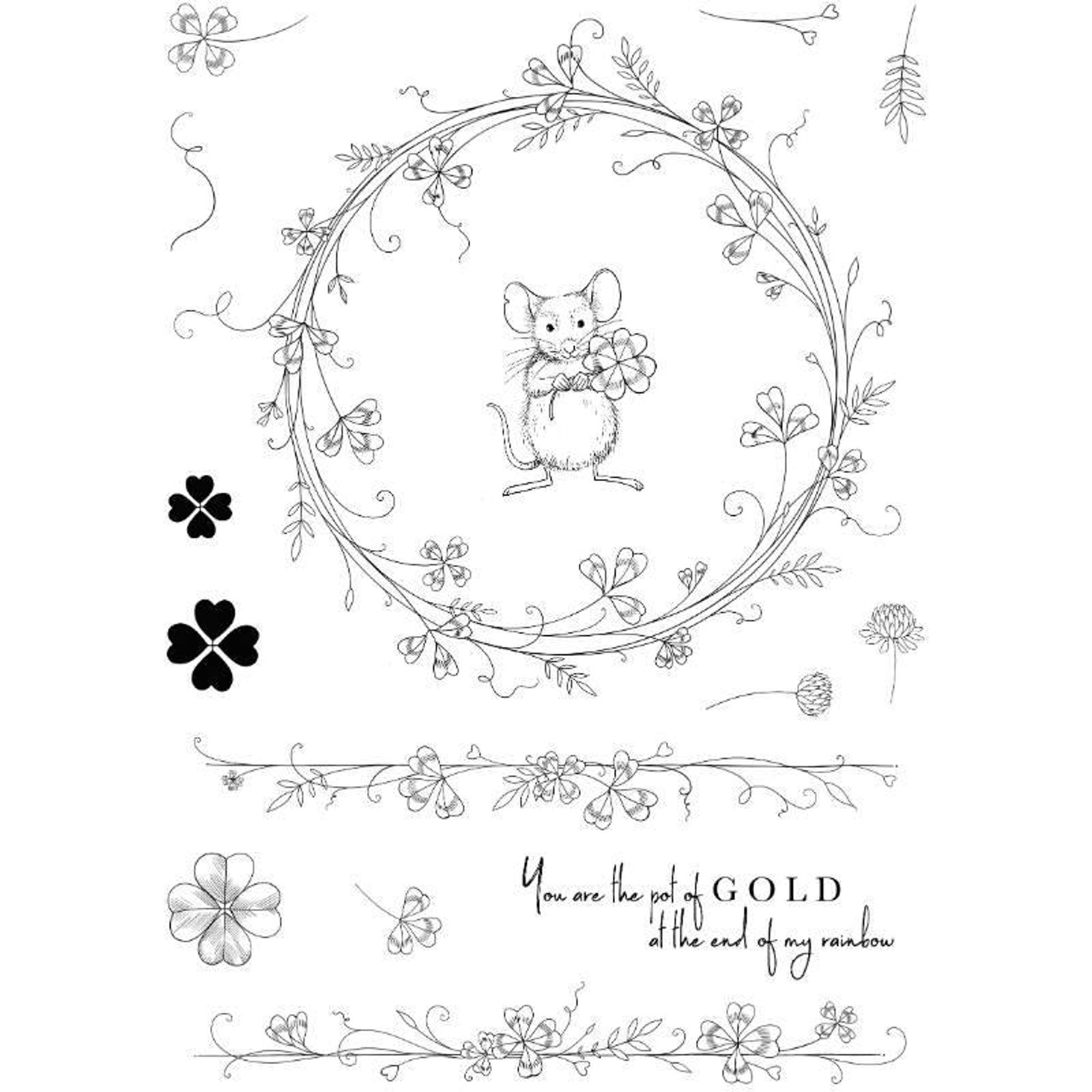 Pink Ink Designs Lucky Clover 6 in x 8 in Clear Stamp Set