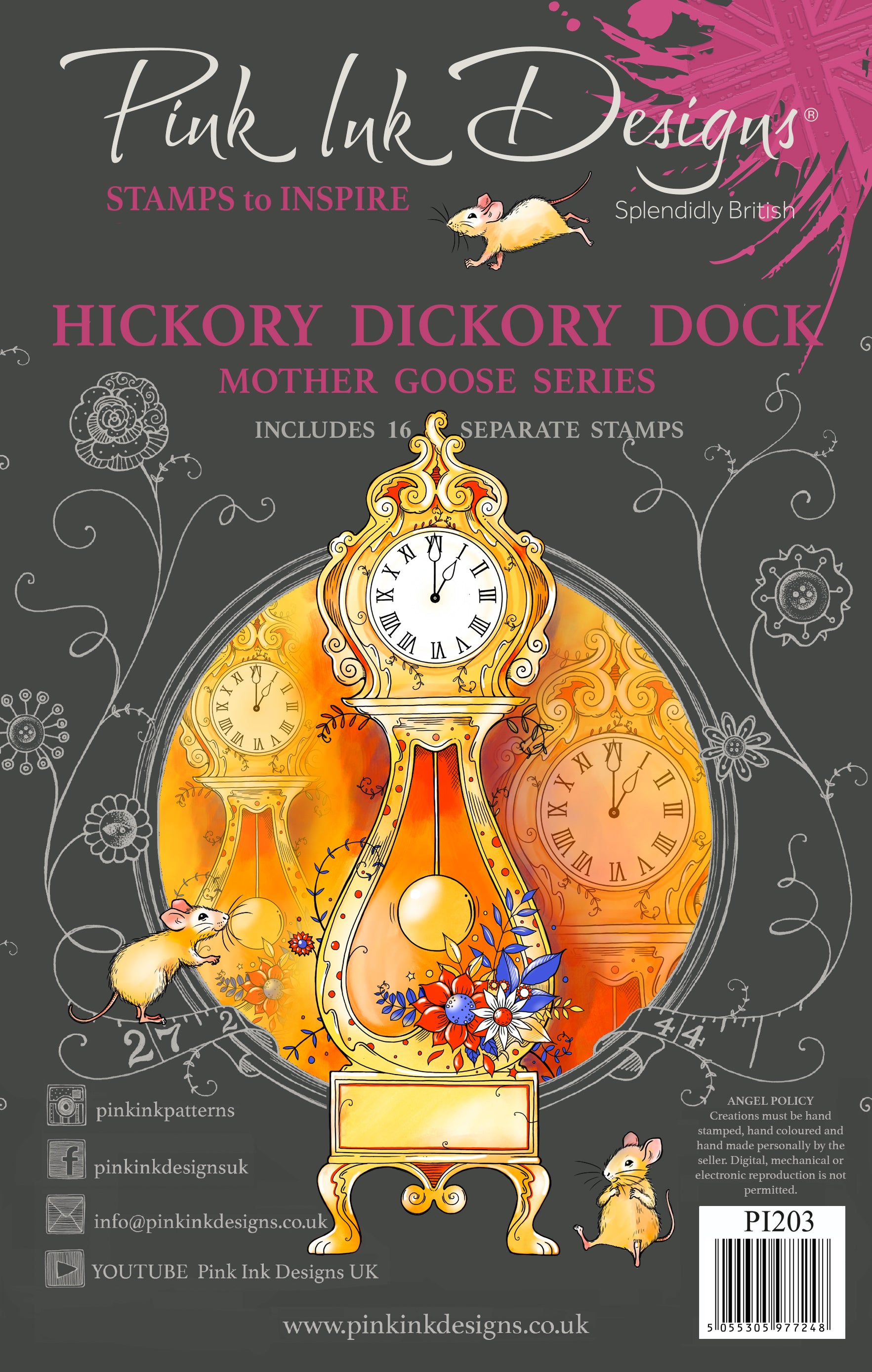 Pink Ink Designs Hickory Dickory Dock 6 in x 8 in Clear Stamp Set