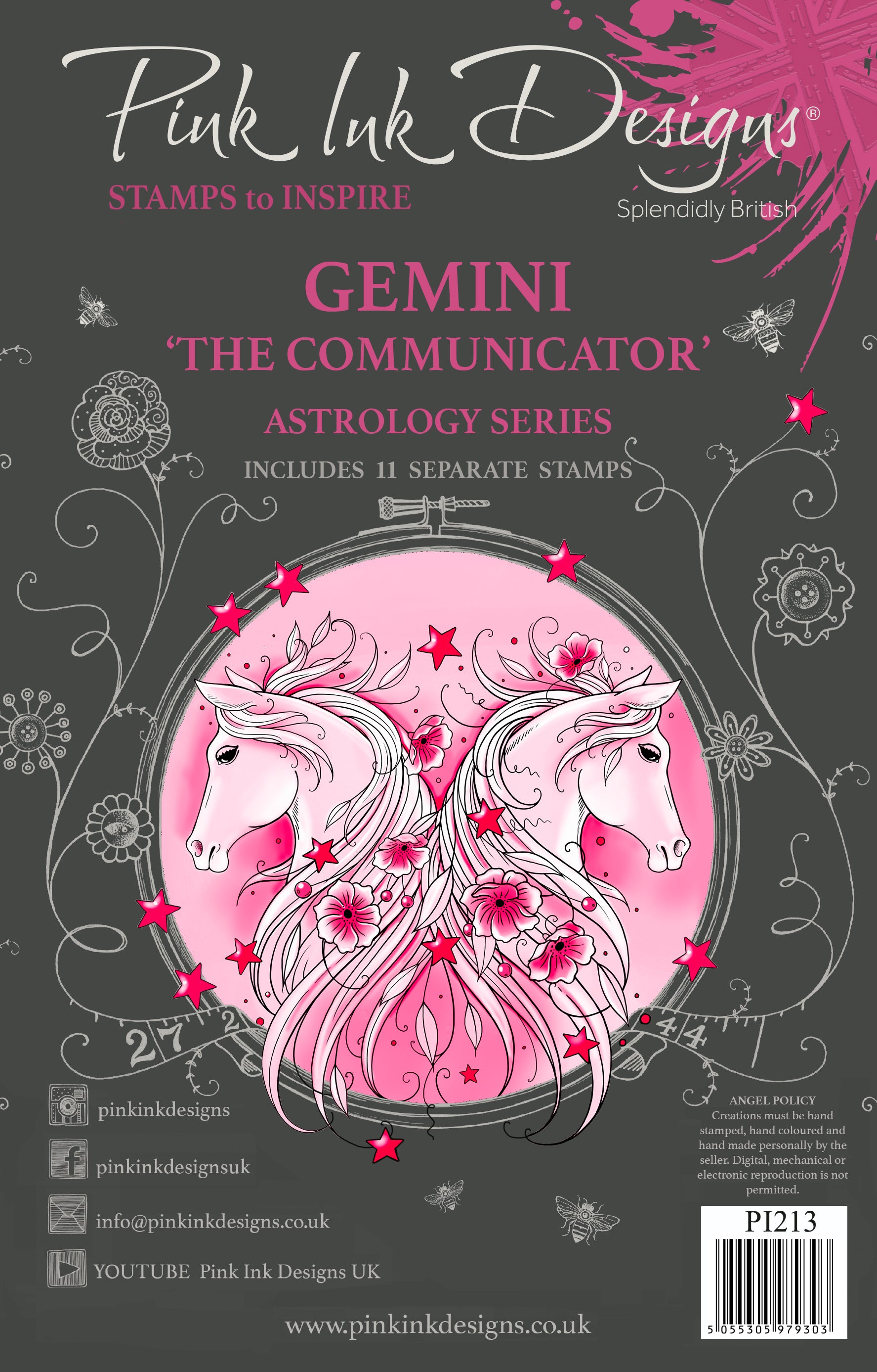 Pink Ink Designs Gemini 6 in x 8 in Clear Stamp Set