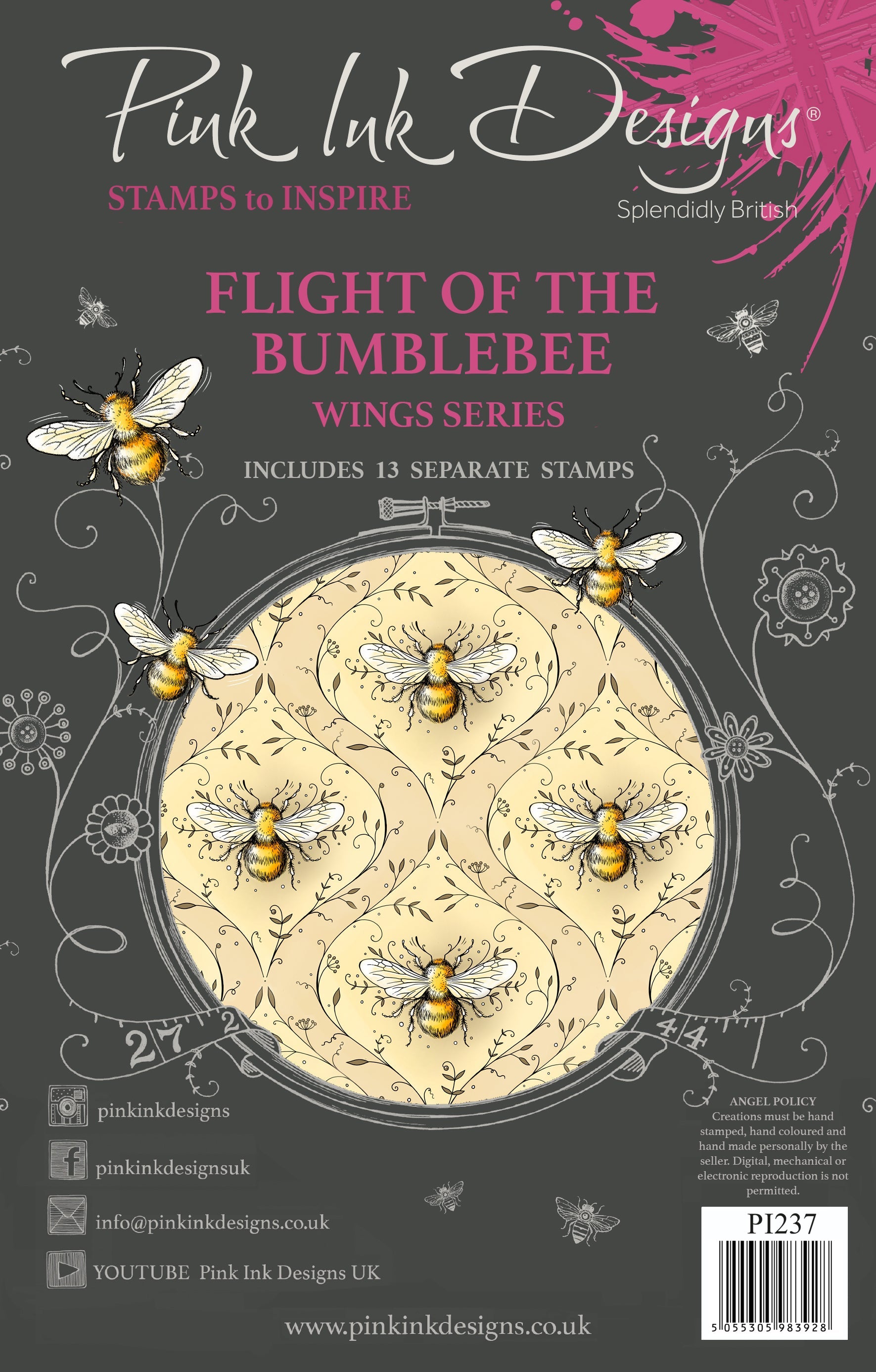 Pink Ink Designs The Flight Of The Bumblebee 6 in x 8 in Clear Stamp Set