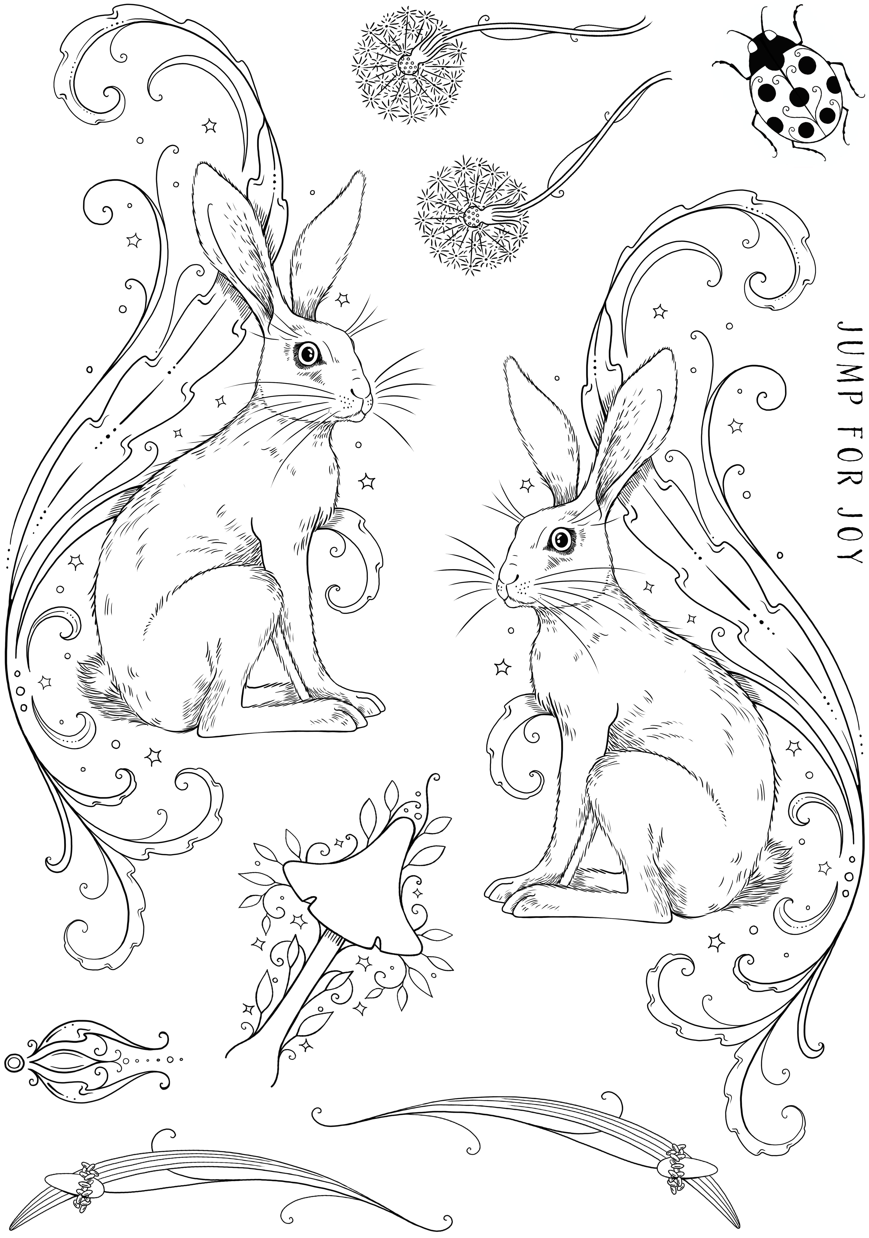 Pink Ink Designs Heavenly Hare 6 in x 8 in Clear Stamp Set