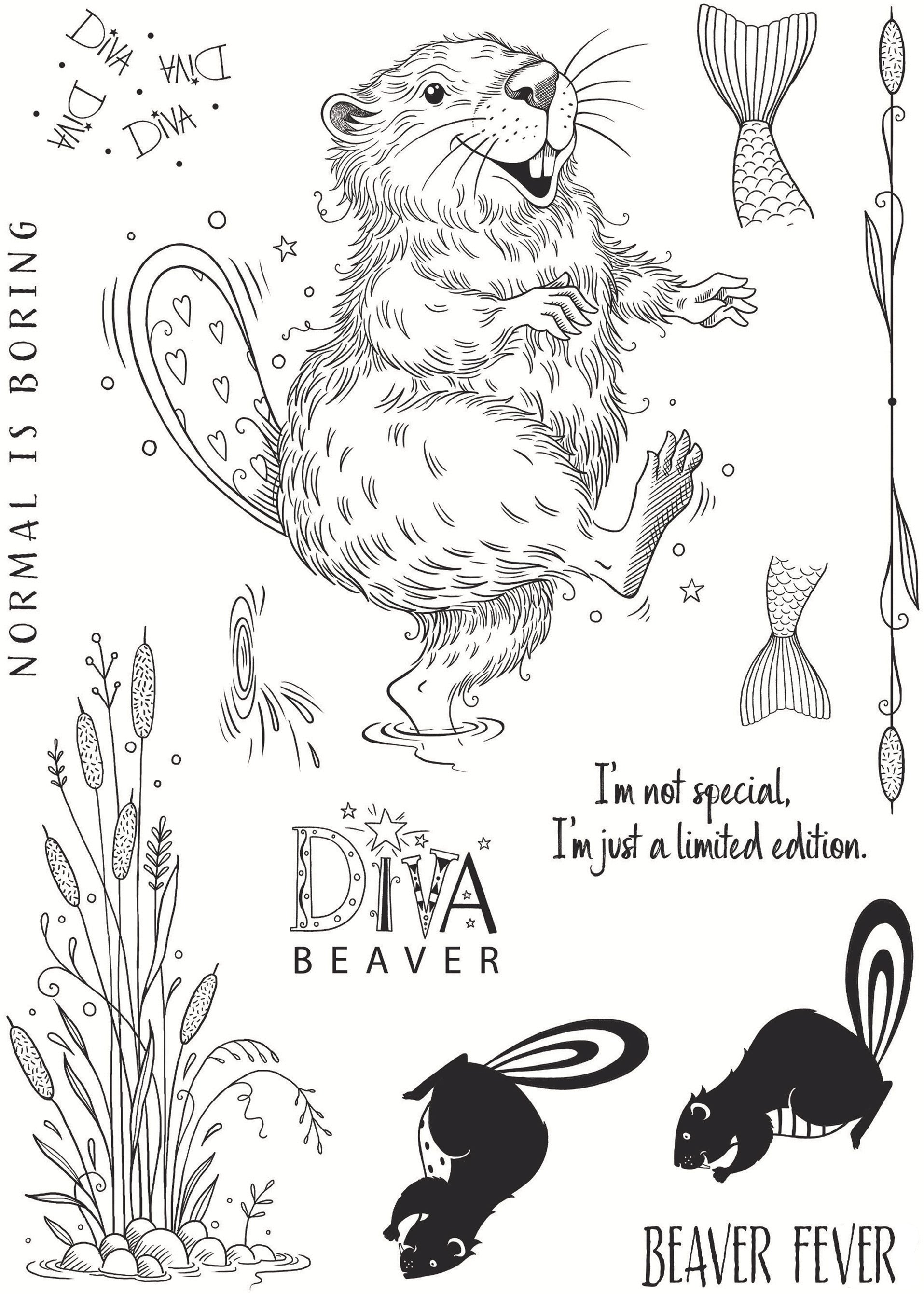 Pink Ink Designs Beaver Fever 6 in x 8 in Clear Stamp Set