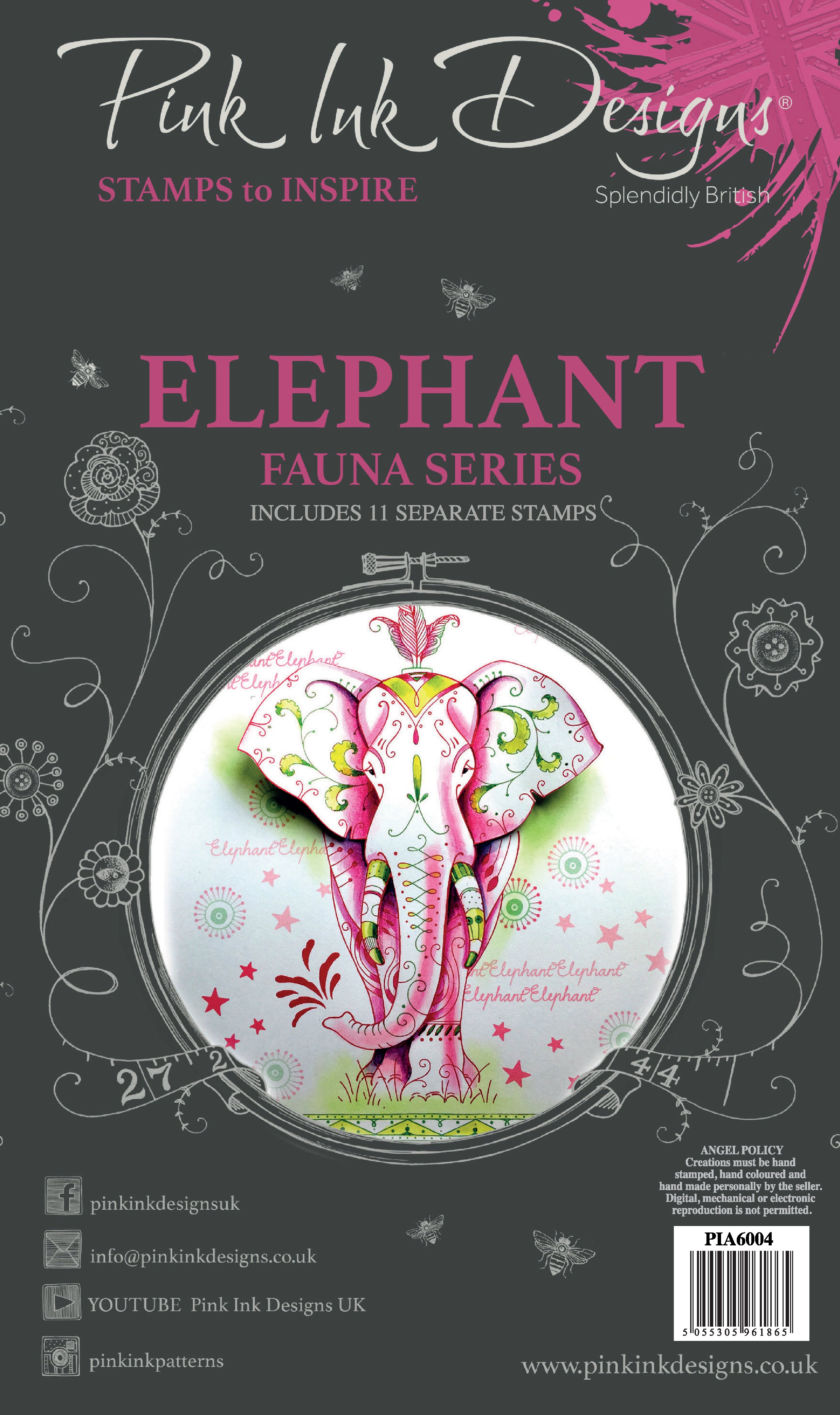Pink Ink Designs Elephant A6 Clear Stamp Set