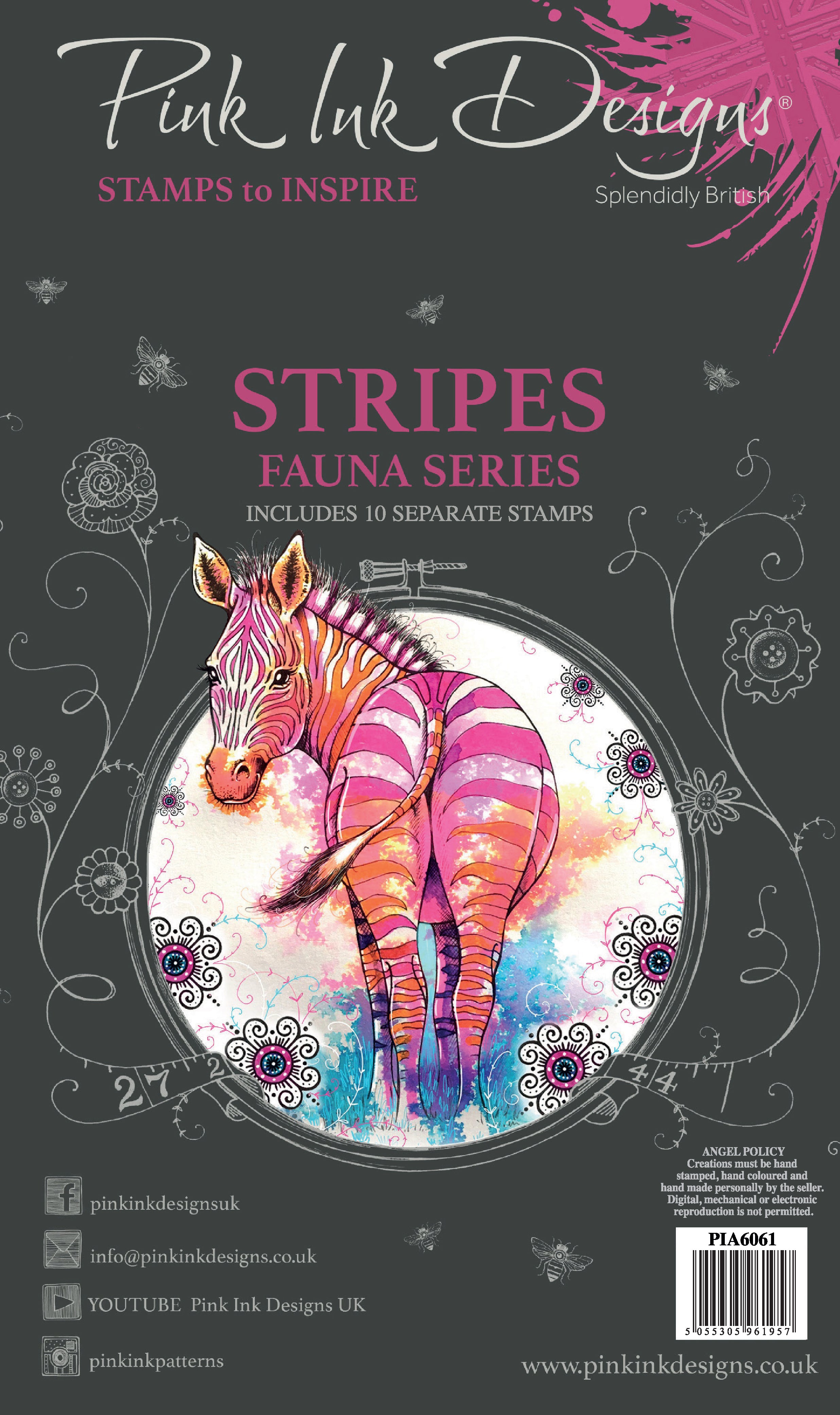Pink Ink Designs Stripes A6 Clear Stamp Set