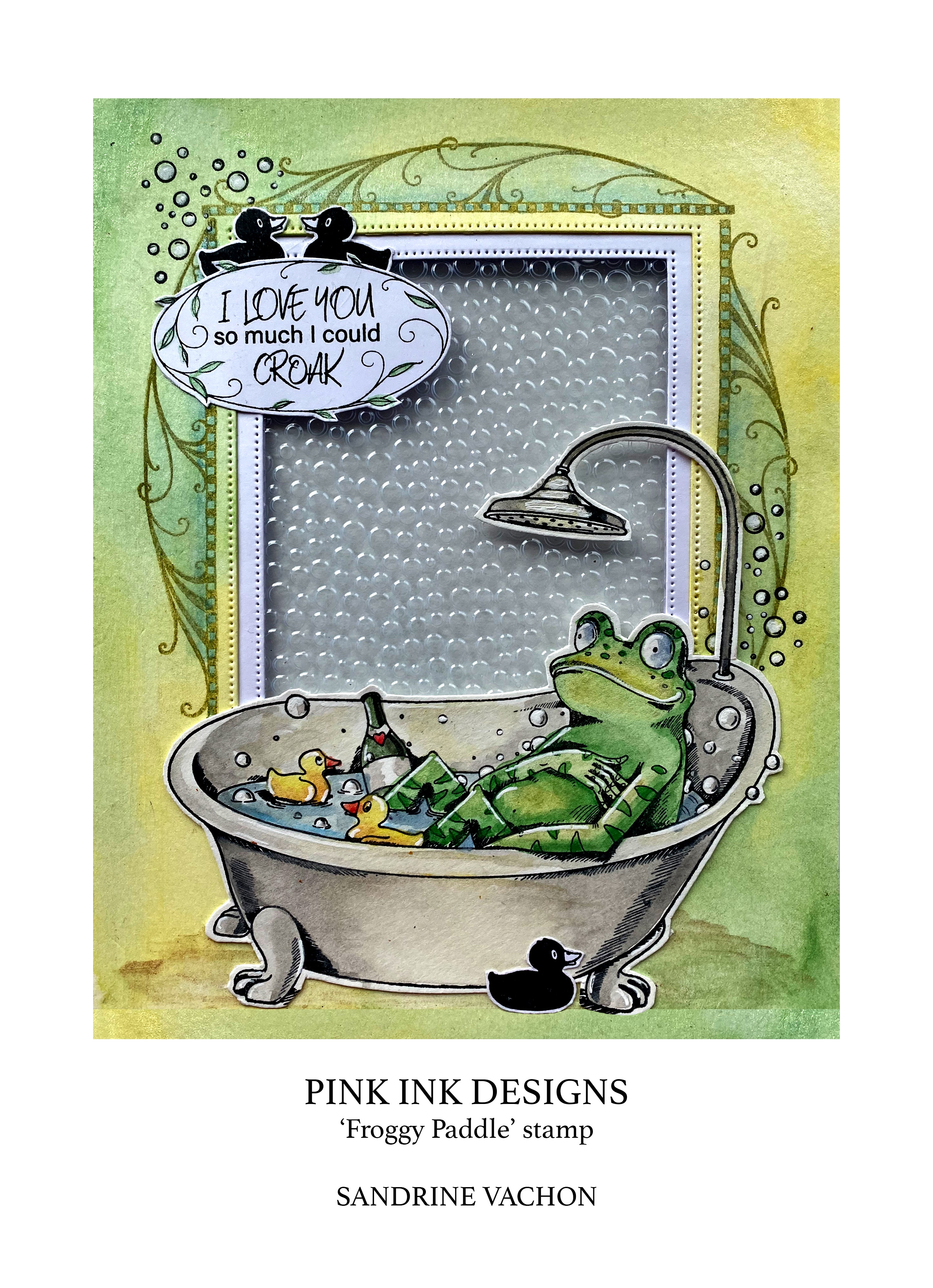 Pink Ink Designs Froggy Paddle 6 in x 8 in Clear Stamp Set