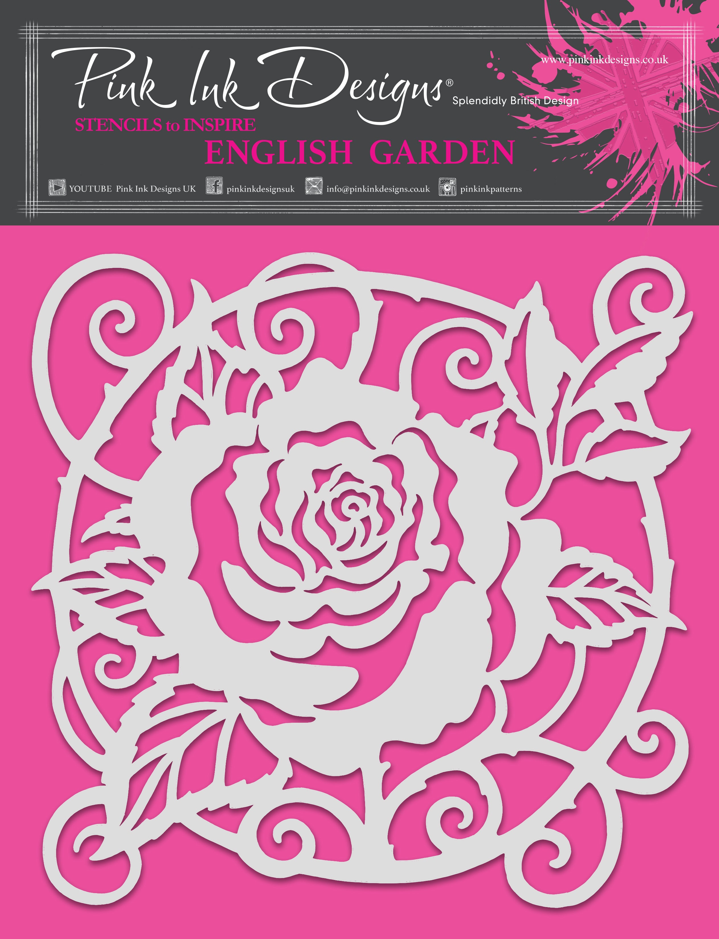 Pink Ink Designs English Garden 8 in x 8 in Stencil
