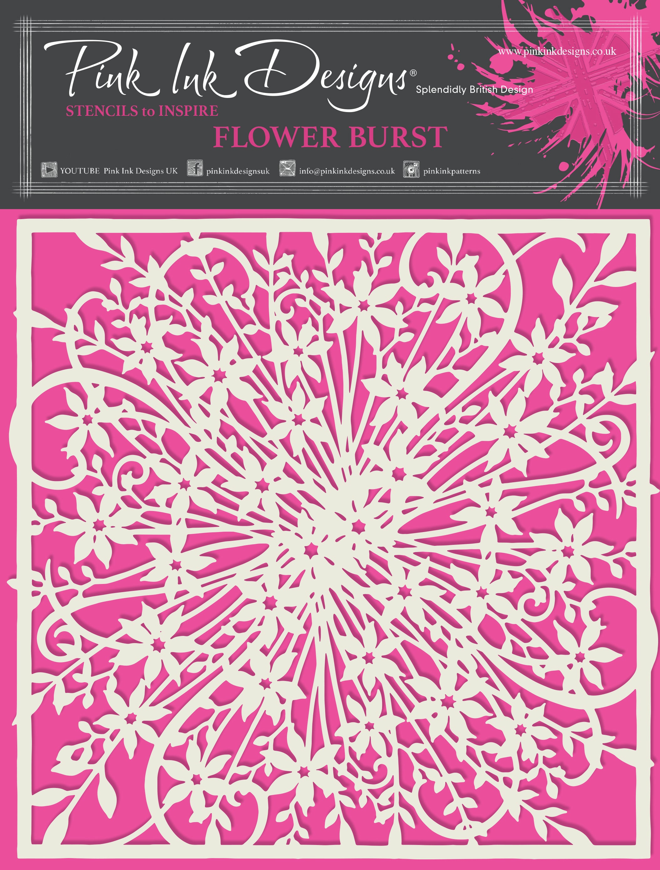 Pink Ink Designs Flower Burst 7 in x 7 in Stencil