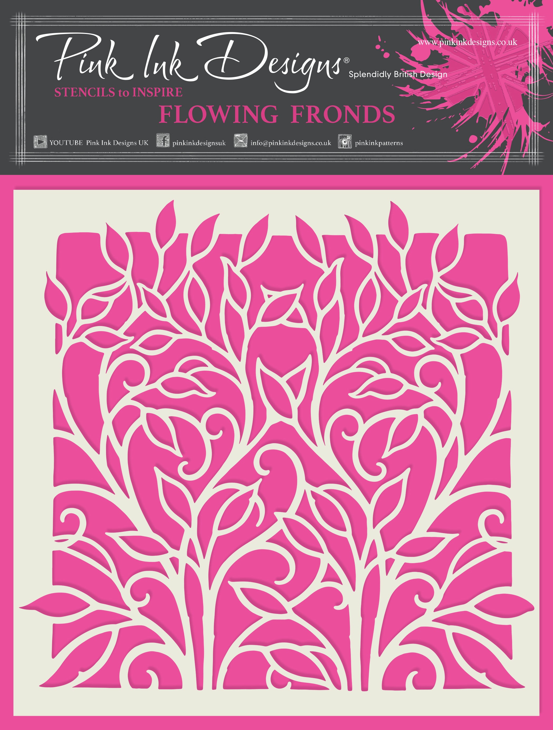 Pink Ink Designs Flowing Fronds 7 in x 7 in Stencil