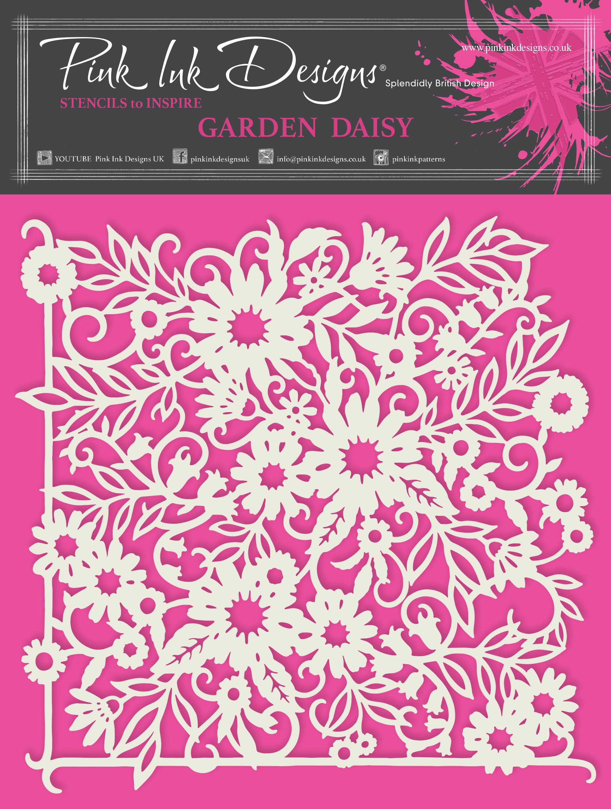 Pink Ink Designs Garden Daisy 7 in x 7 in Stencil