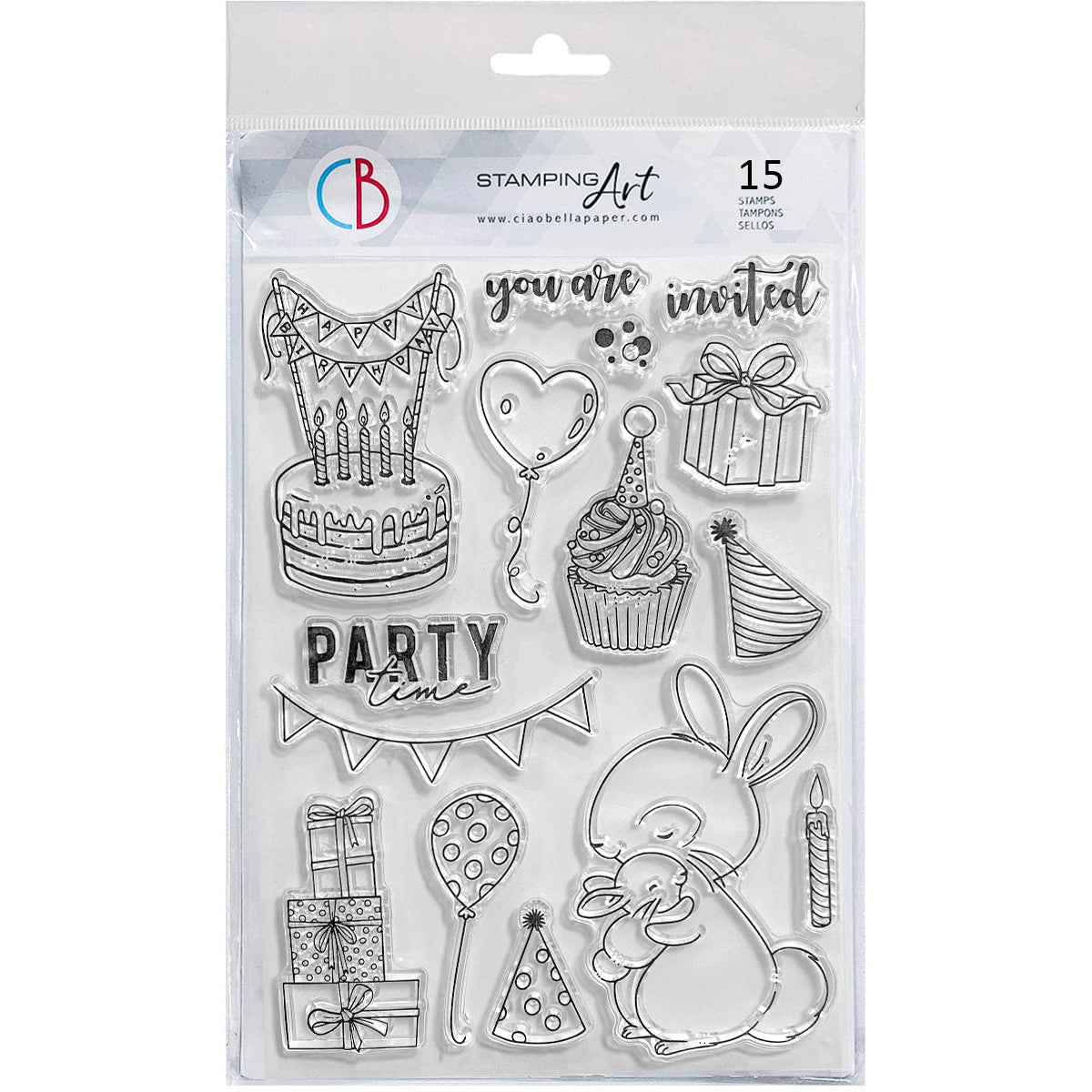 Ciao Bella Clear Stamp Set 6"x8" It’s Party Time
