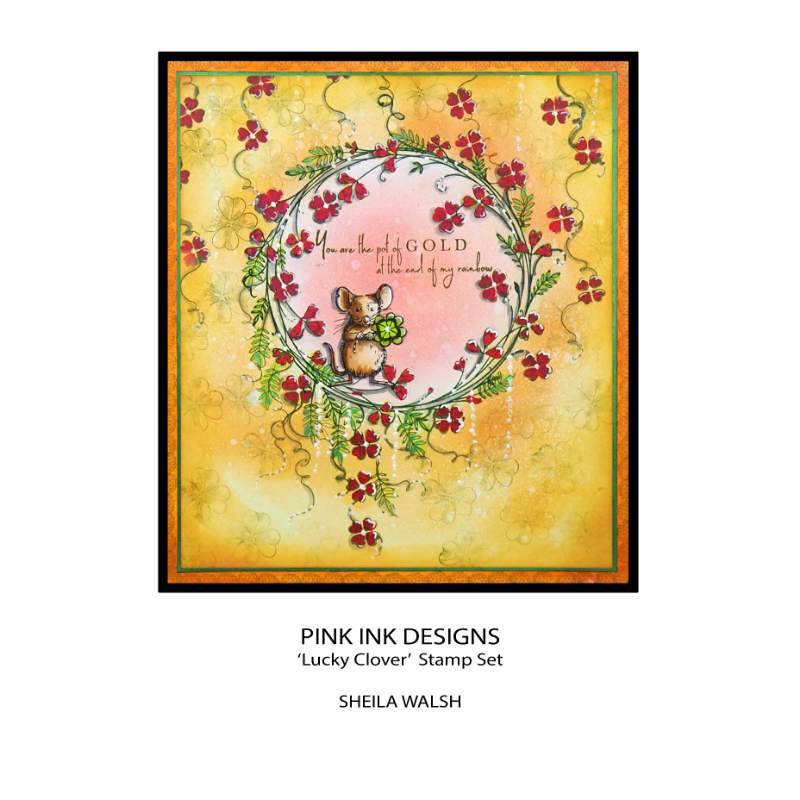 Pink Ink Designs Lucky Clover 6 in x 8 in Clear Stamp Set