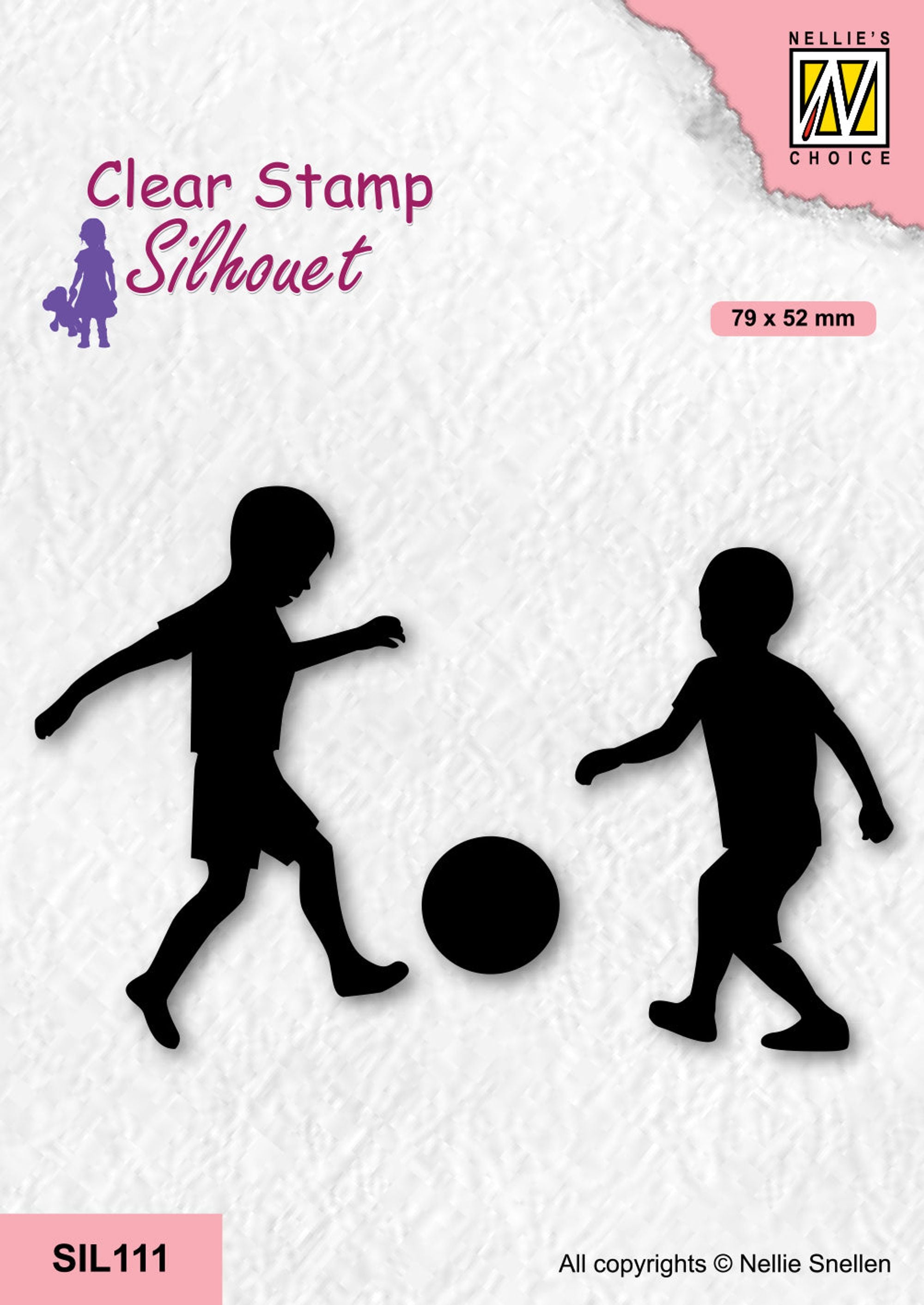 Nellie's Choice Clear Stamp Silhouette - Boys Playing Soccer
