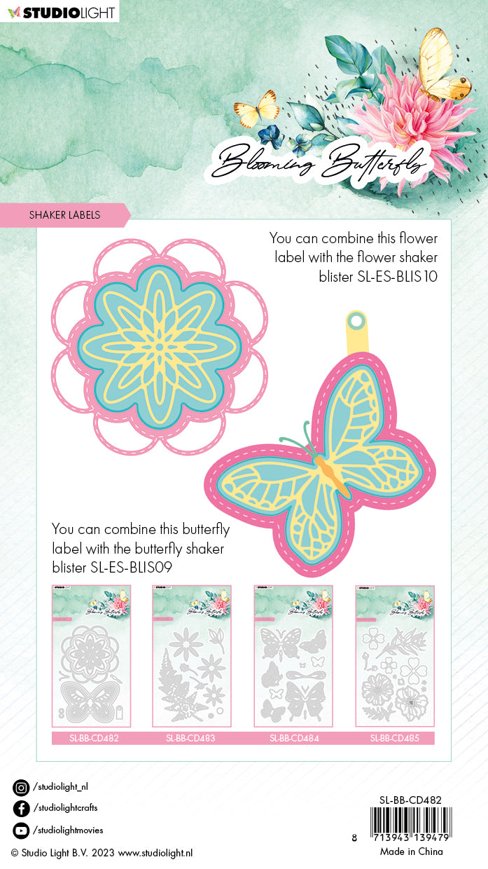 SL Cutting Die Shaker Labels Blooming Butterfly 93x143x1mm 11 PC nr.482