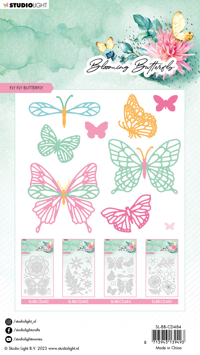 SL Cutting Die Fly Fly Butterfly Blooming Butterfly 96x138x1mm 13 PC nr.484