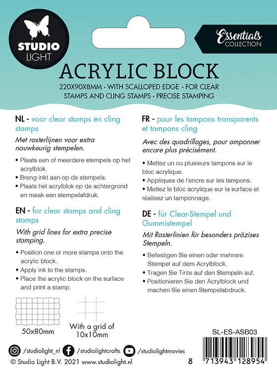 SL Acrylic Stamp Block For Clear And Cling Stamps With Grid Essentials 50x80x8mm nr.03