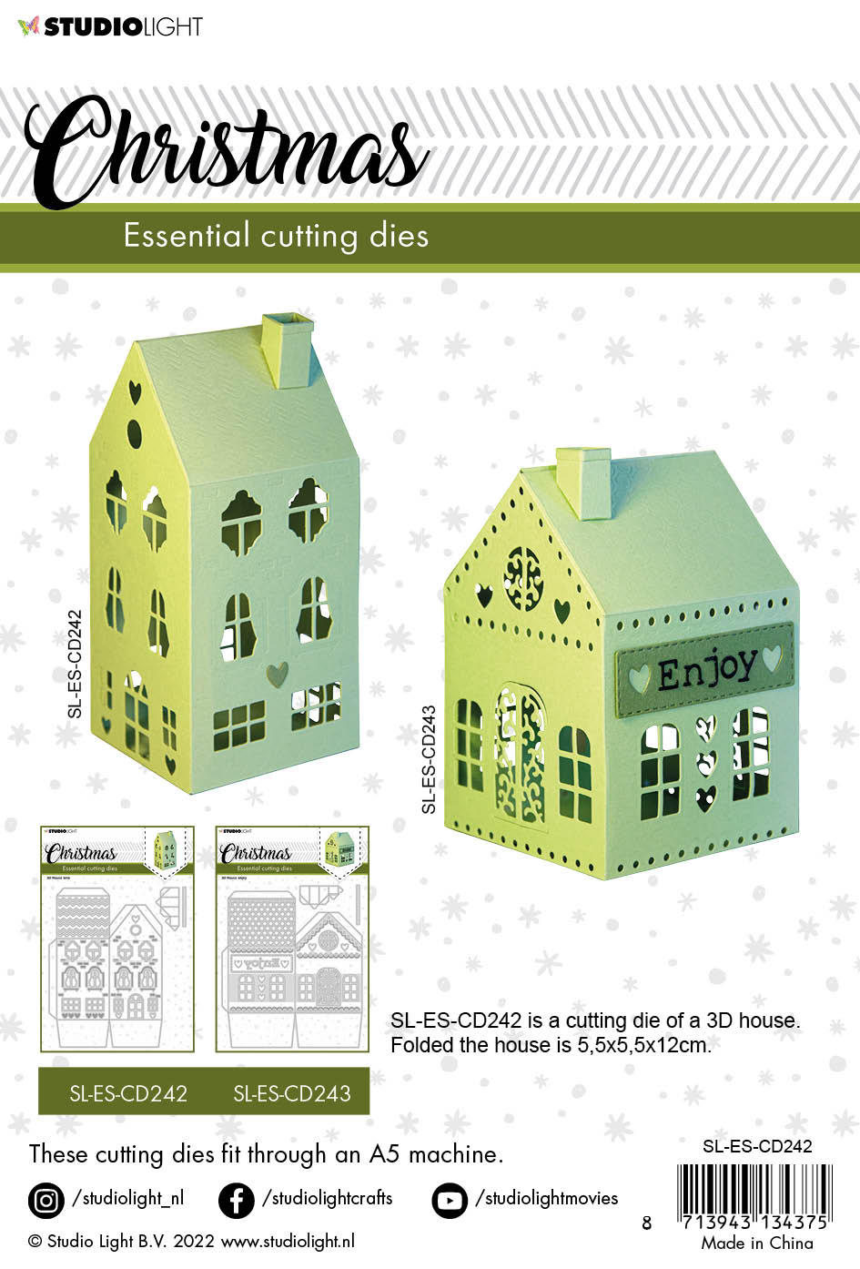 SL Cutting Dies Christmas 3D House Love Essentials 145x169x1mm 3 PC nr.242