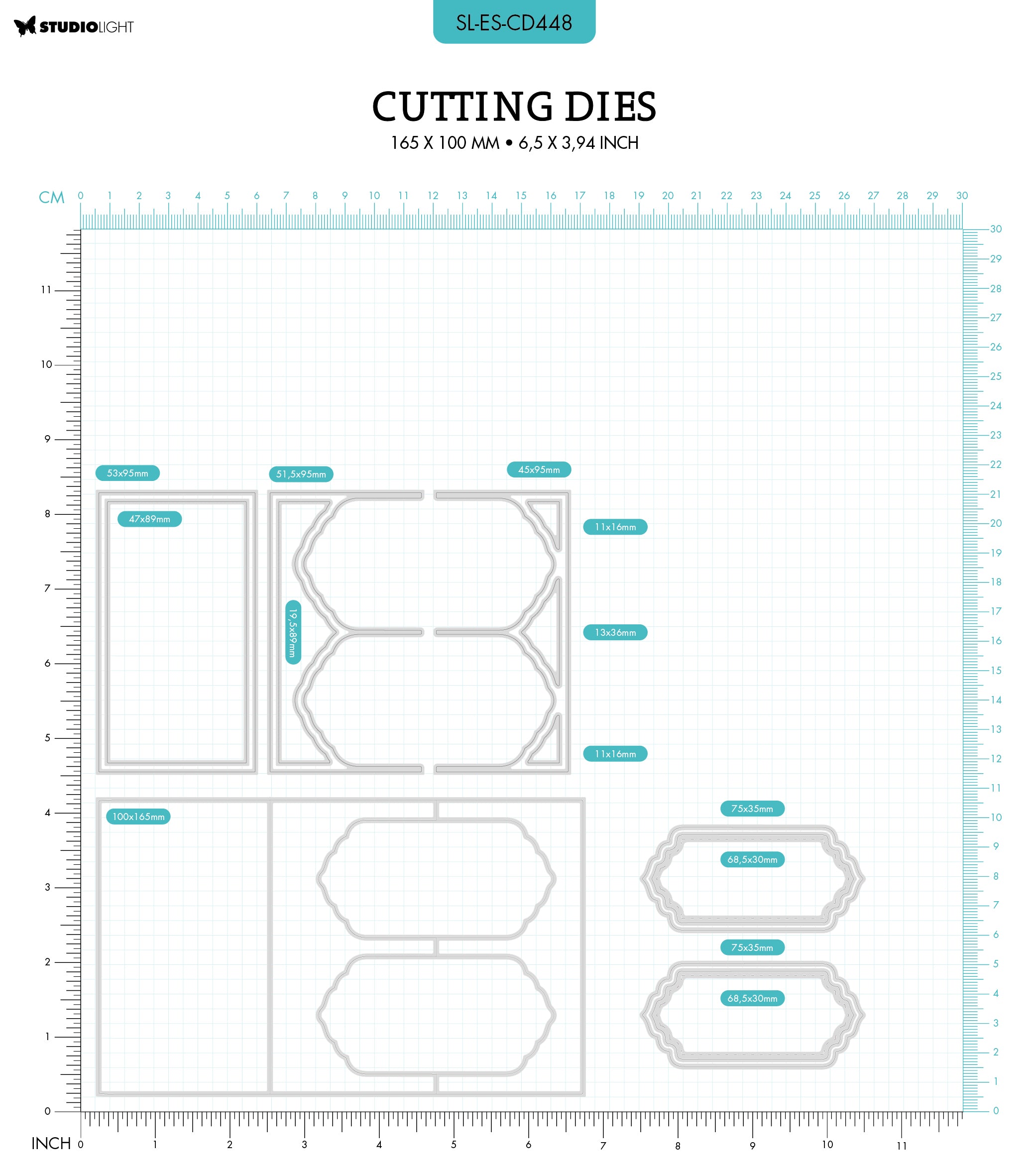 SL Cutting Dies Zig-Zag Card Shape Essentials 165x100x1mm 13 PC nr.448