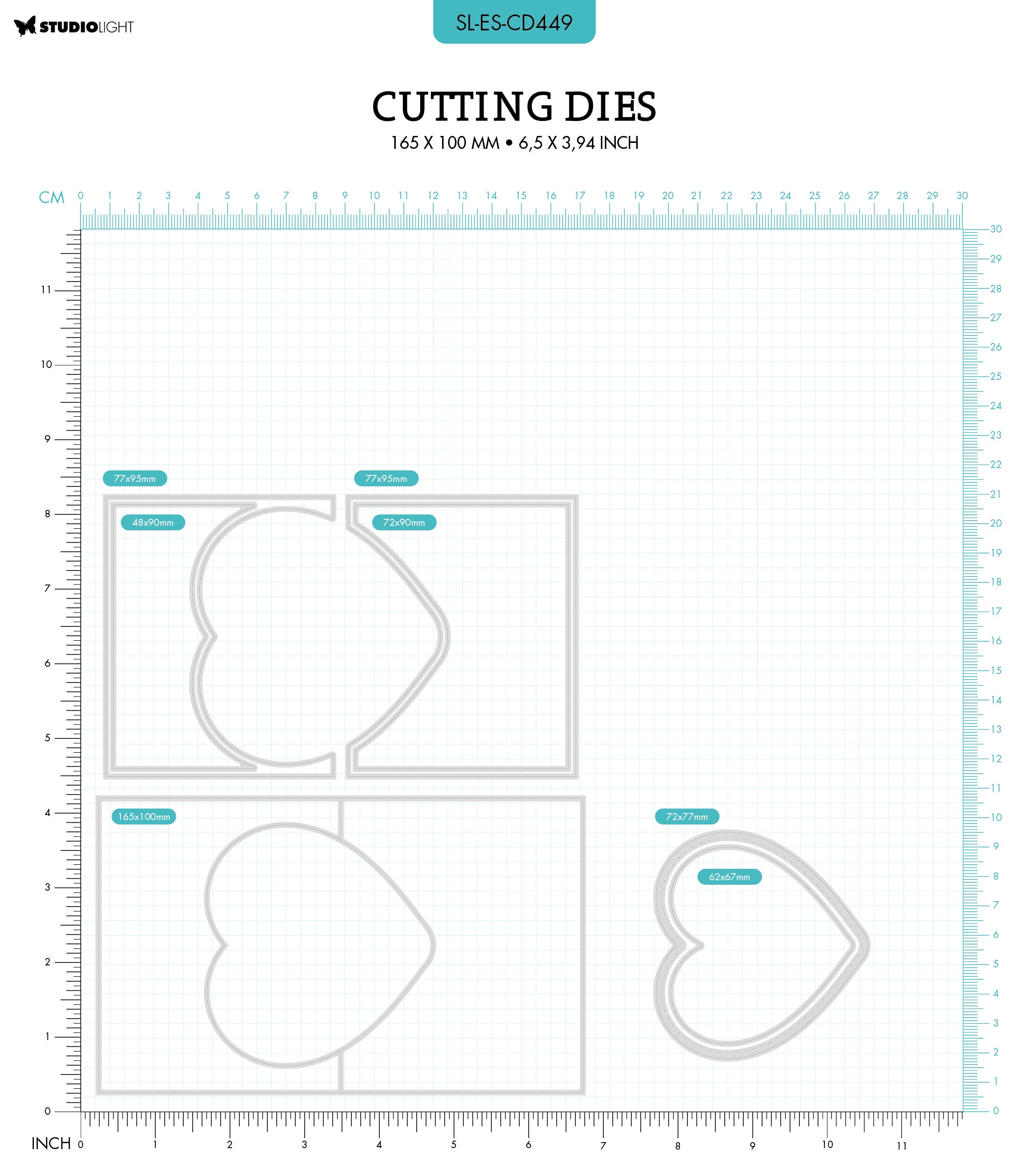 SL Cutting Dies Heart Card Shape Essentials 165x100x1mm 7 PC nr.449