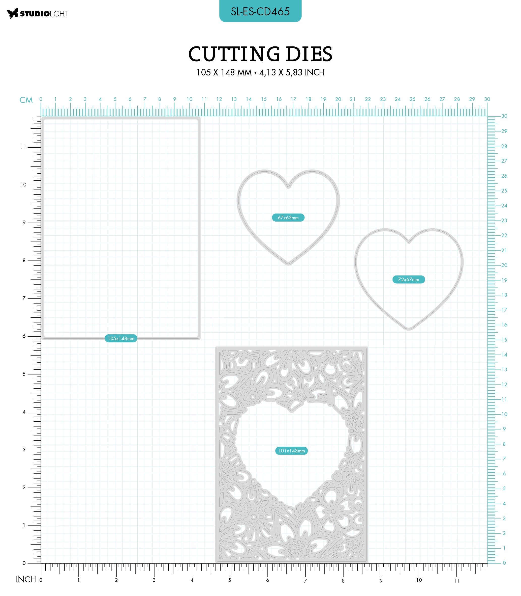 SL Cutting Die Floral Heart Frame Essentials 105x148x1mm 4 PC nr.465
