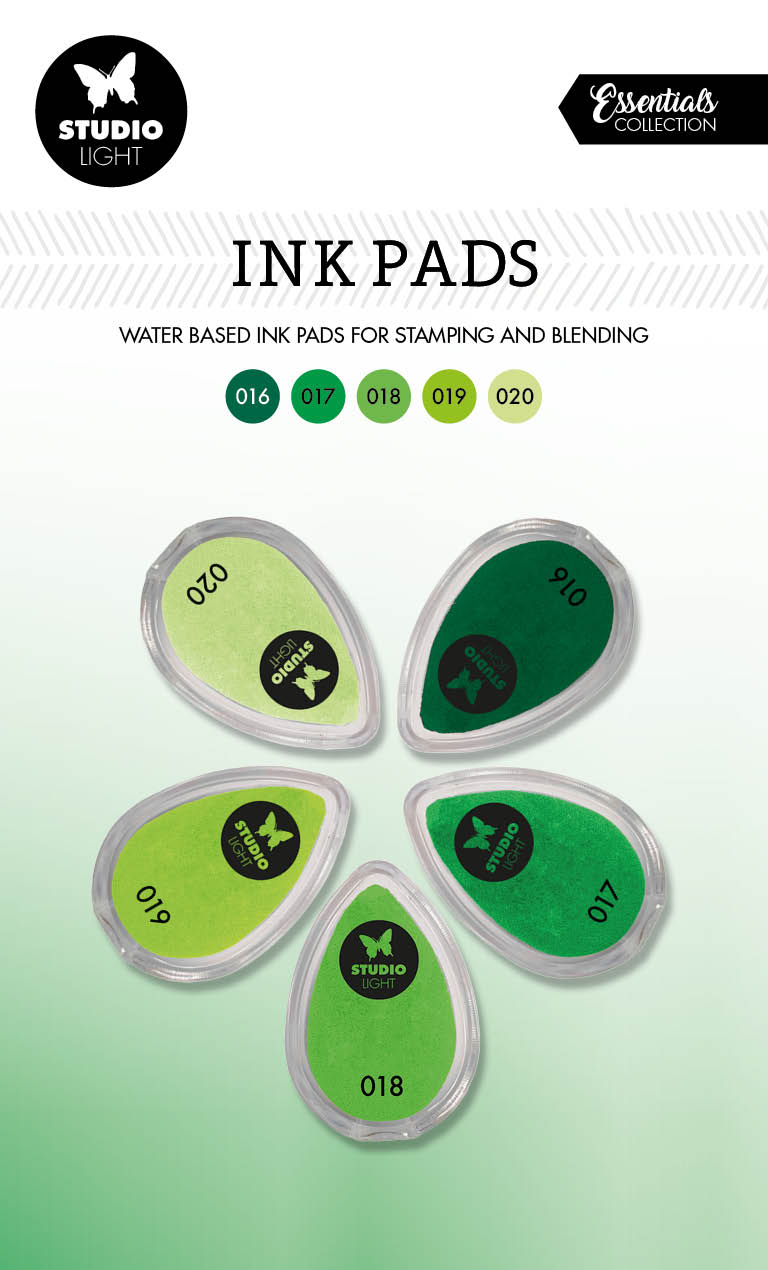 SL Ink Pads Water Based Shades Of Green Essential Tools 215x130x21mm 5 PC nr.04