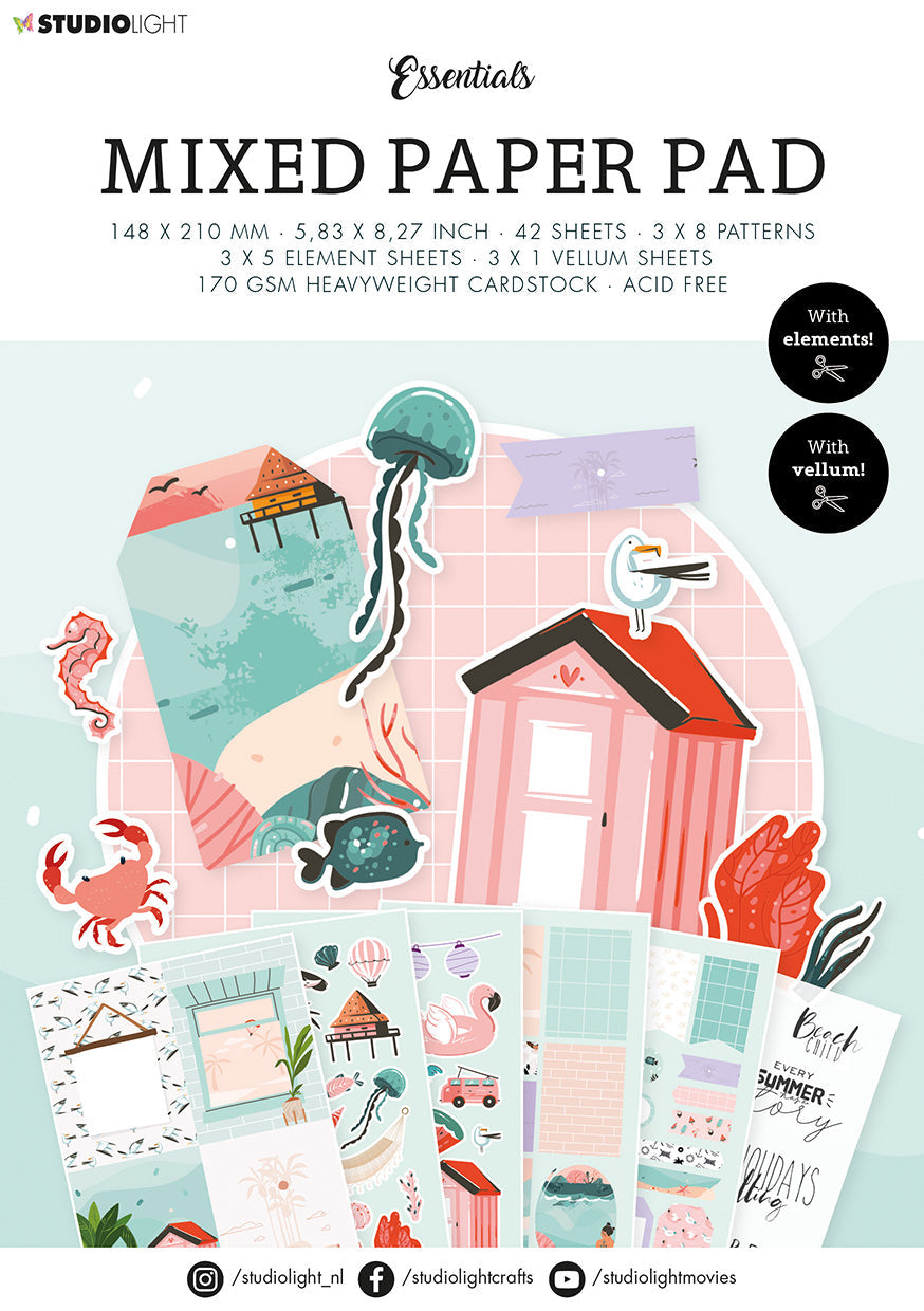Patterned Sticker Paper Pad SL Mixed Paper Pad Pattern Paper Essentials 148x210x9mm 1 PC nr.14