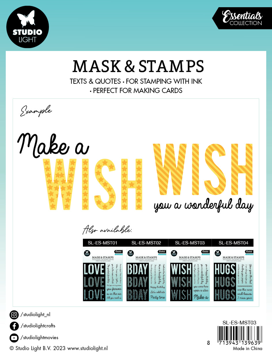 SL Mask & Stamp Wish Sentiments Essentials 155x155x3mm 8 PC nr.03