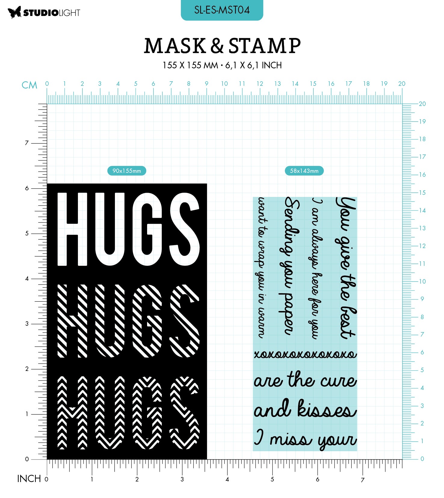 SL Mask & Stamp Hugs Sentiments Essentials 155x155x3mm 9 PC nr.04