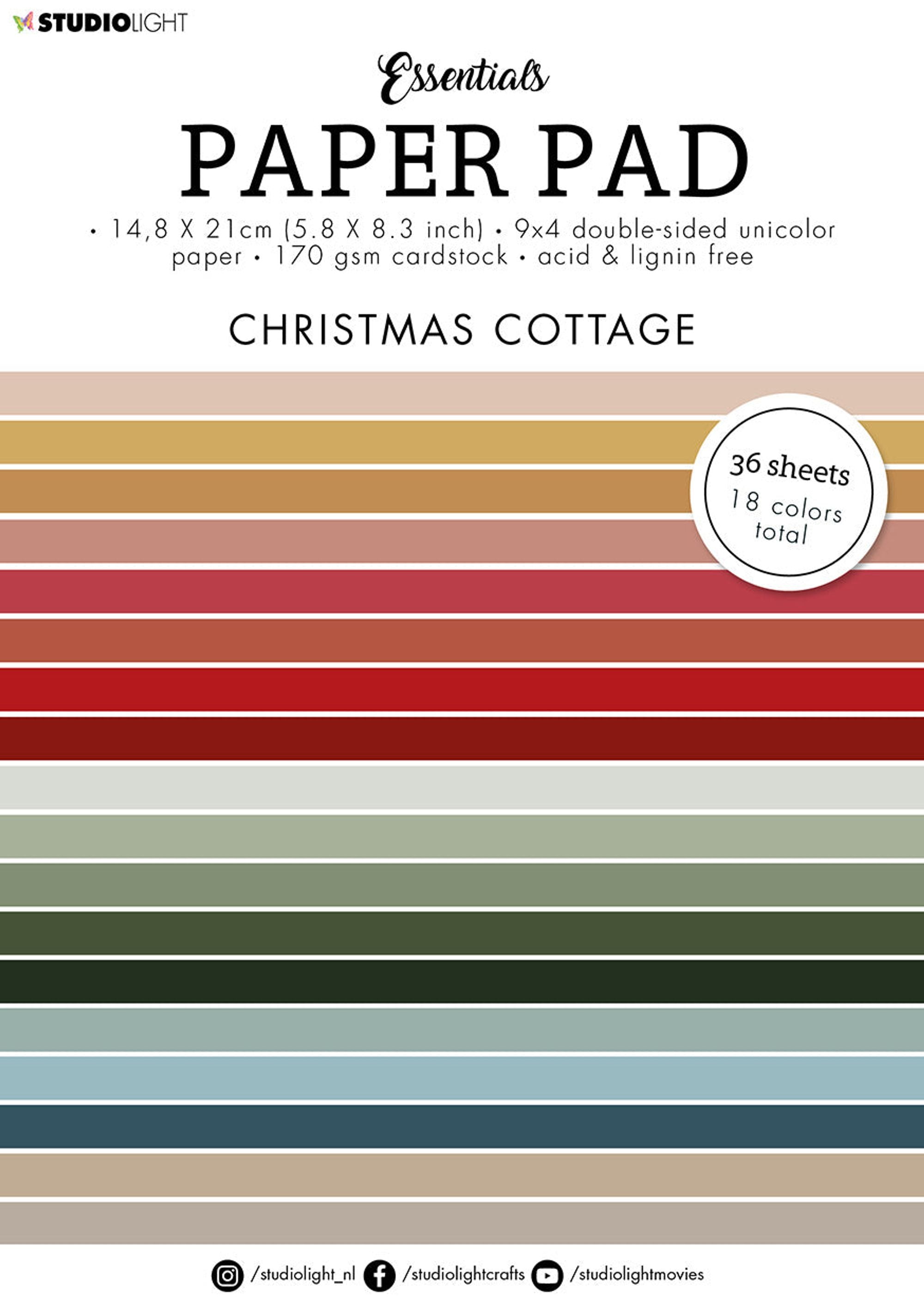 SL Paper Pad Double Sided Unicolor Christmas Cottage Essentials 148x210x9mm 36 SH nr.53