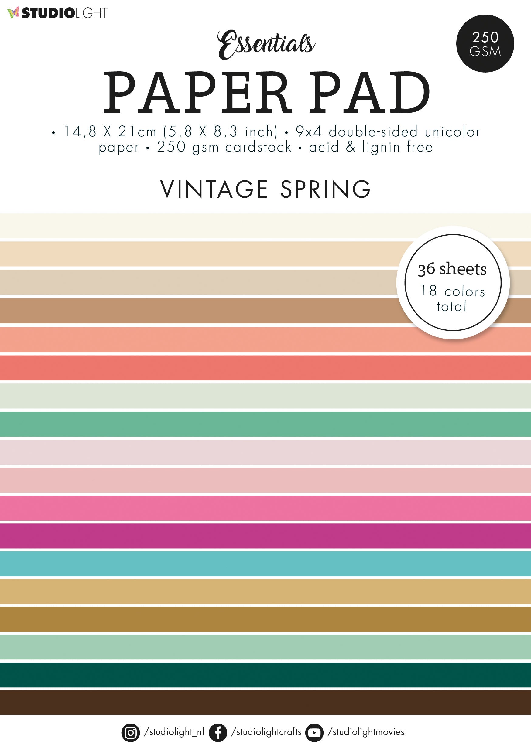 SL Paper Pad Unicolor Paper Vintage Spring Essentials 210x148x9mm 36 SH nr.92