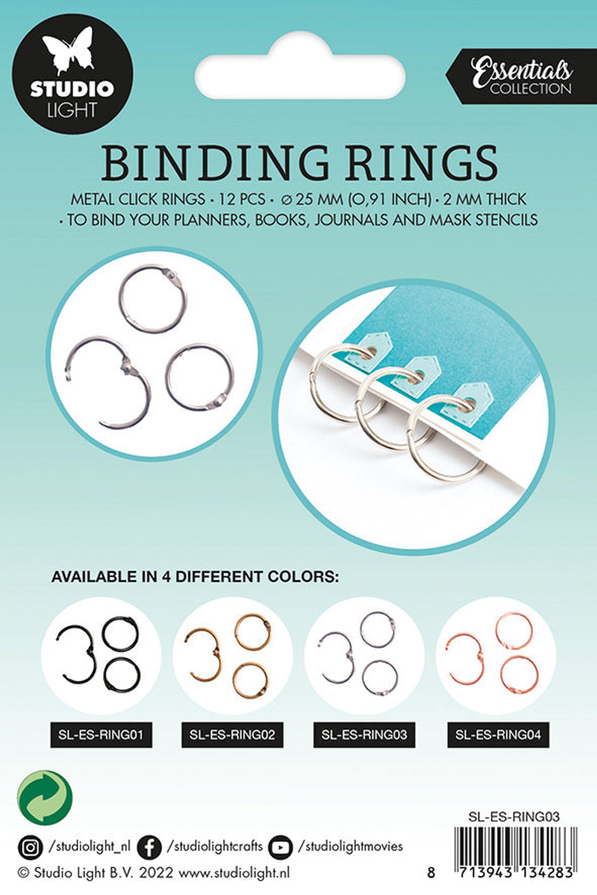 SL Binding Click Rings Silver Essentials 23x23x3mm 12 PC nr.03