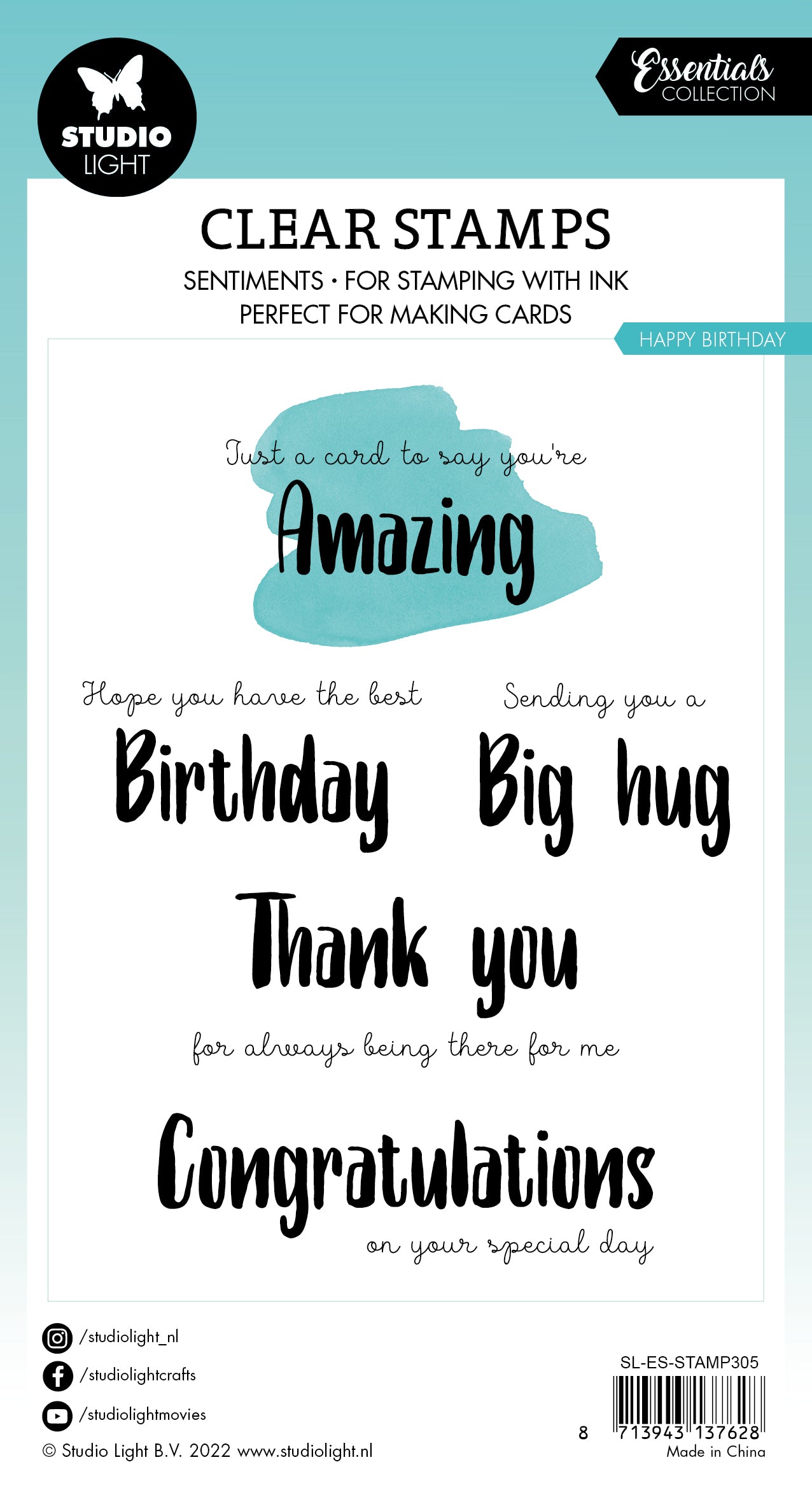 SL Clear Stamps Happy Birthday Eng Essentials148x105x1mm 20 PC nr.305