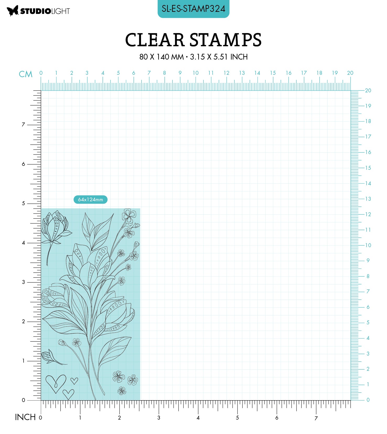 SL Clear Stamp Striped Bouquet Essentials 80x140x3mm 5 PC nr.324