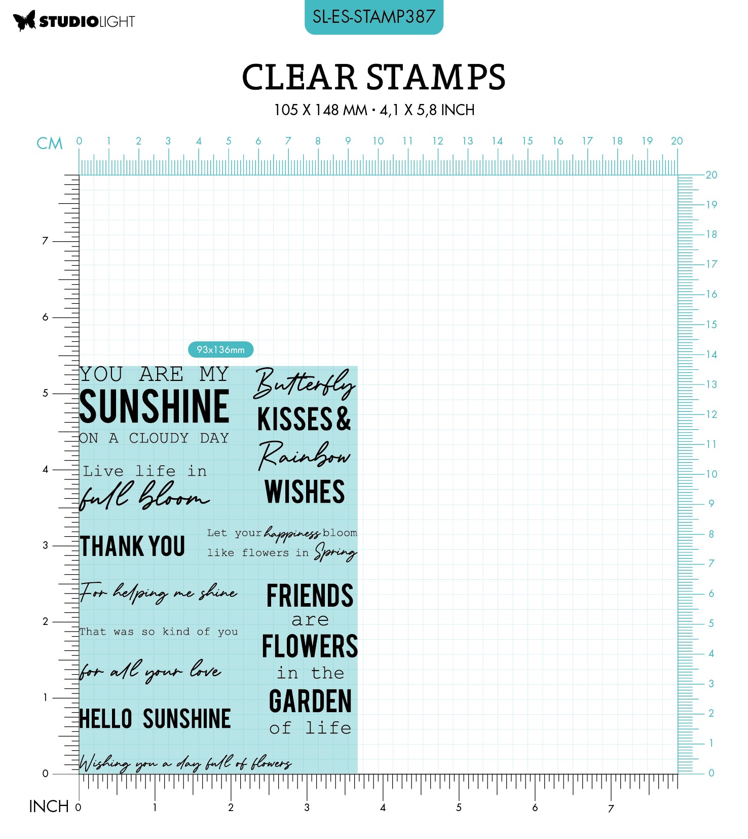 SL Clear Stamp Sunshine Sentiments Essentials 93x136x3mm 11 PC nr.387