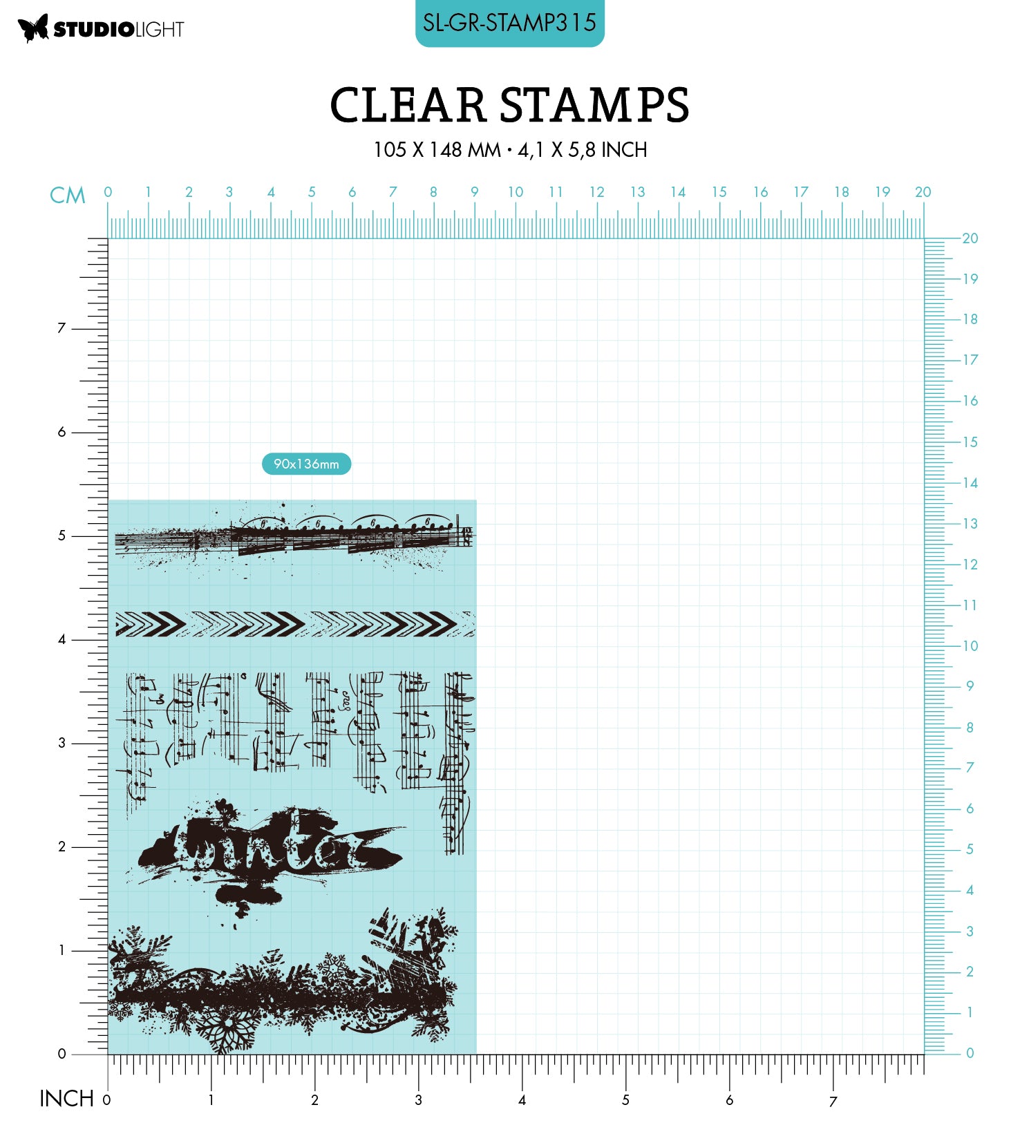 SL Clear Stamp Winter Music Grunge Collection 148x105x3mm 5 PC nr.315