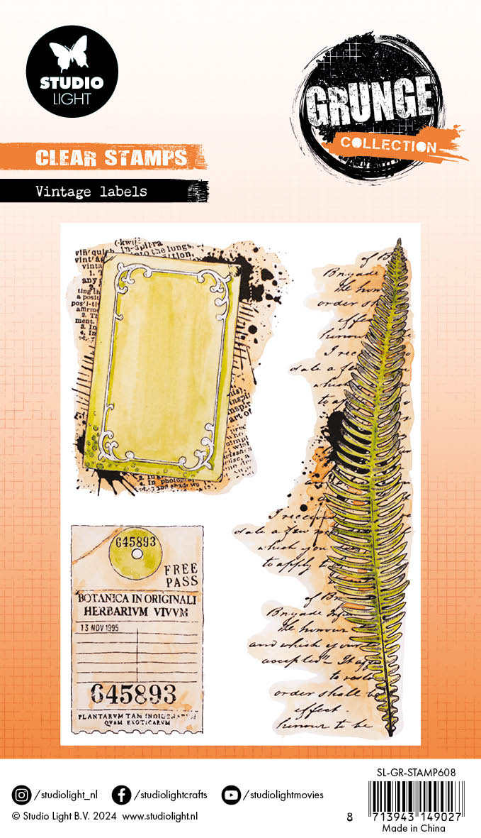 SL Clear Stamp Vintage Labels Grunge Collection 3 PC