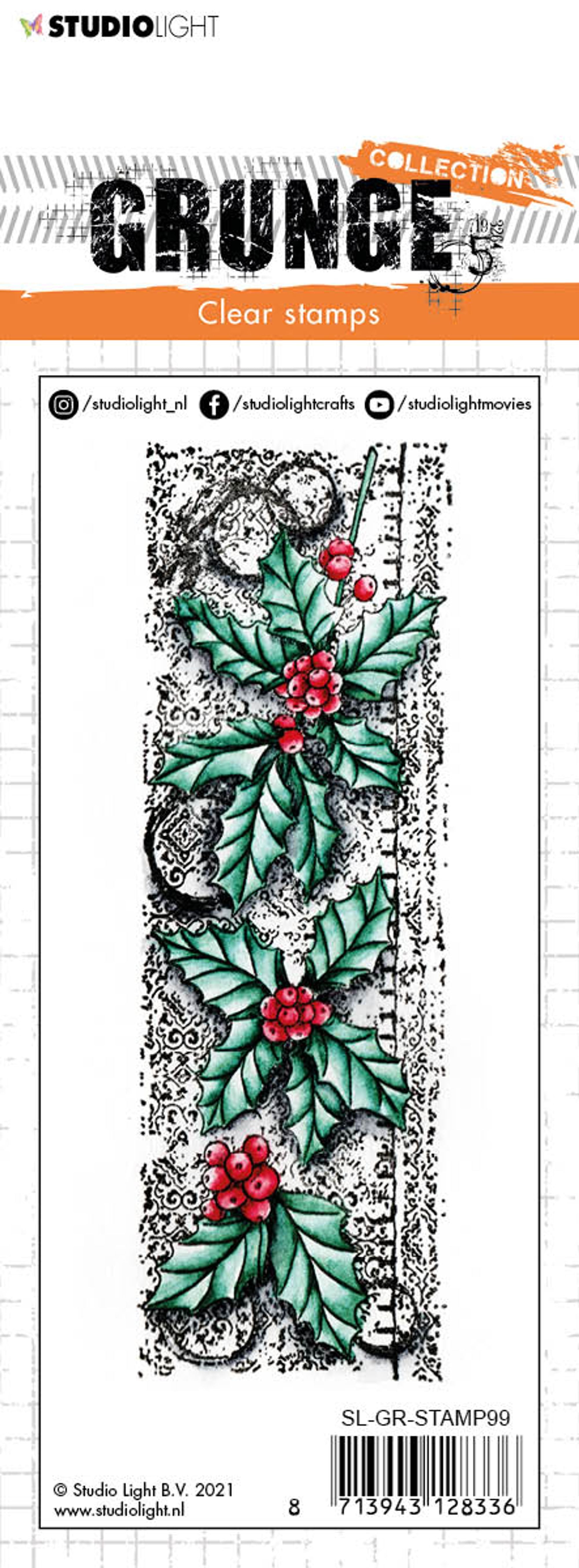 SL Clear Stamp Christmas Branches Grunge 52x148x3mm 1 pc nr.99