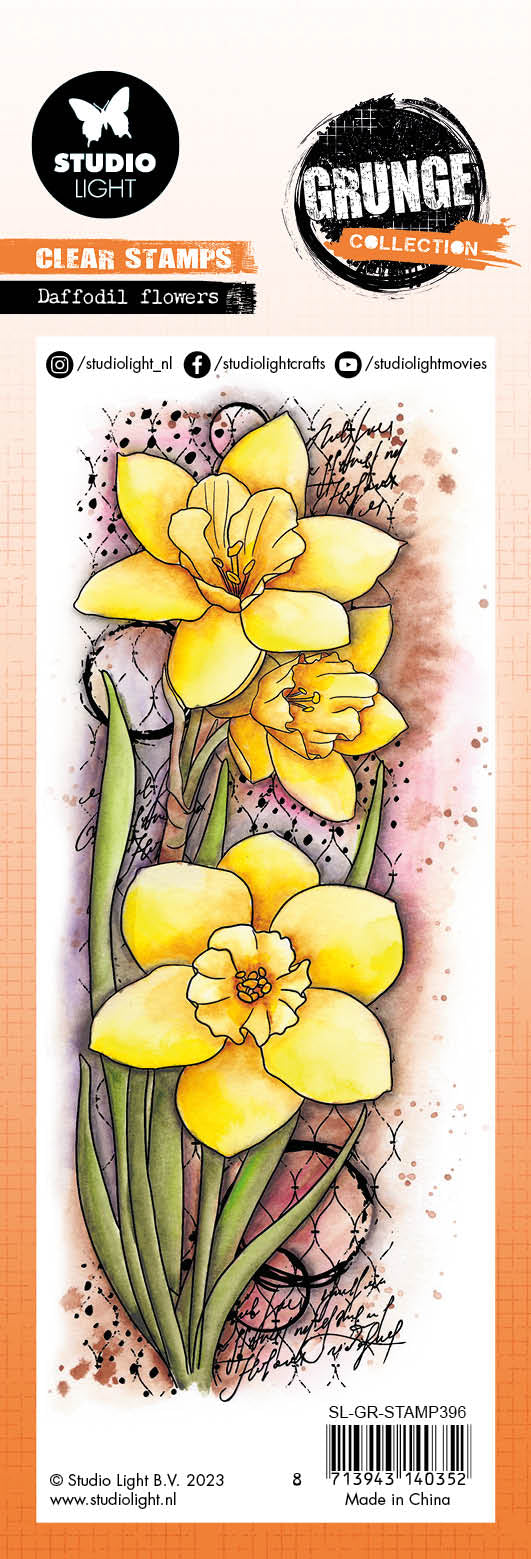 SL Clear Stamp Daffodil Flowers Grunge Collection 68x202x3mm 1 PC nr.396