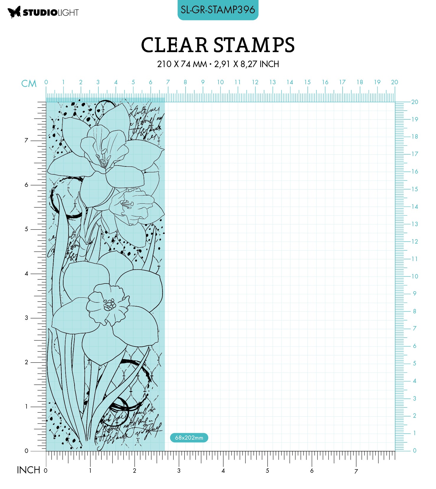 SL Clear Stamp Daffodil Flowers Grunge Collection 68x202x3mm 1 PC nr.396