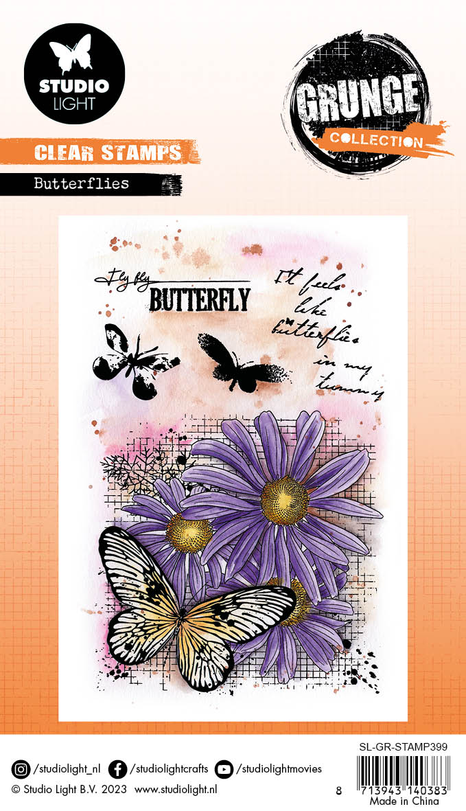 SL Clear Stamp Butterflies Grunge Collection 89x132x3mm 5 PC nr.399