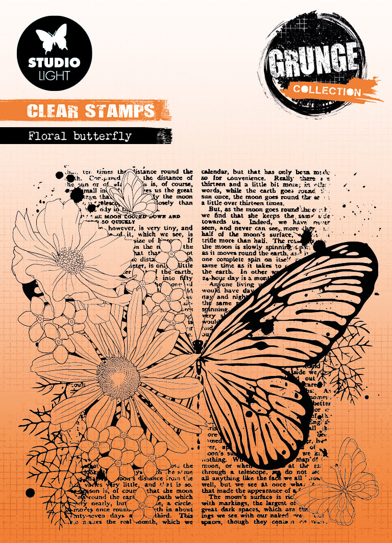 SL Clear Stamp Floral Butterfly Grunge Collection 122x122x3mm 1 PC nr.402