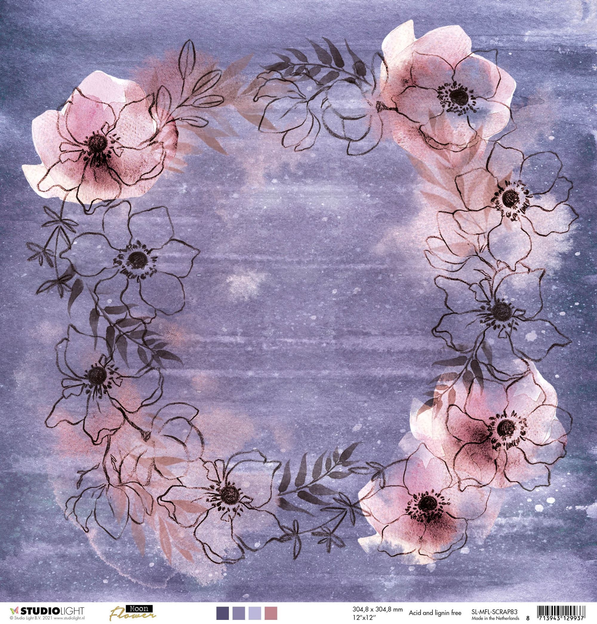 SL Scrap Paper Amethyst Moon Flower Collection 304.8x304.8x0.2mm 1 sh nr.83