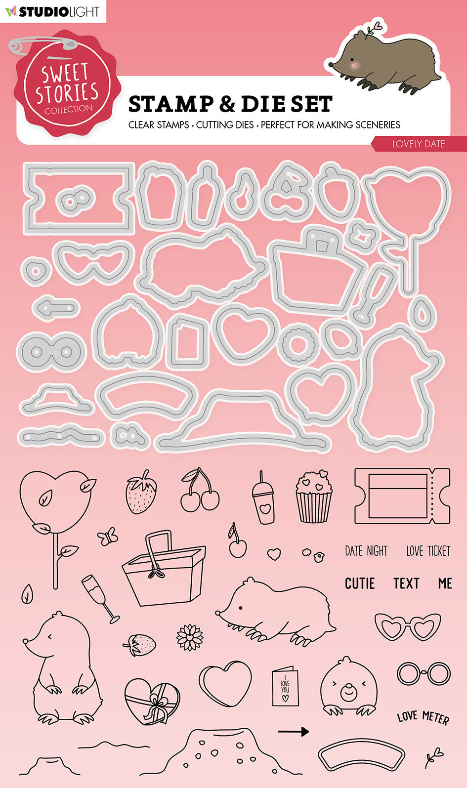 SL Stamp & Cutting Die Lovely Date Sweet Stories 154x223x1mm 70 PC nr.